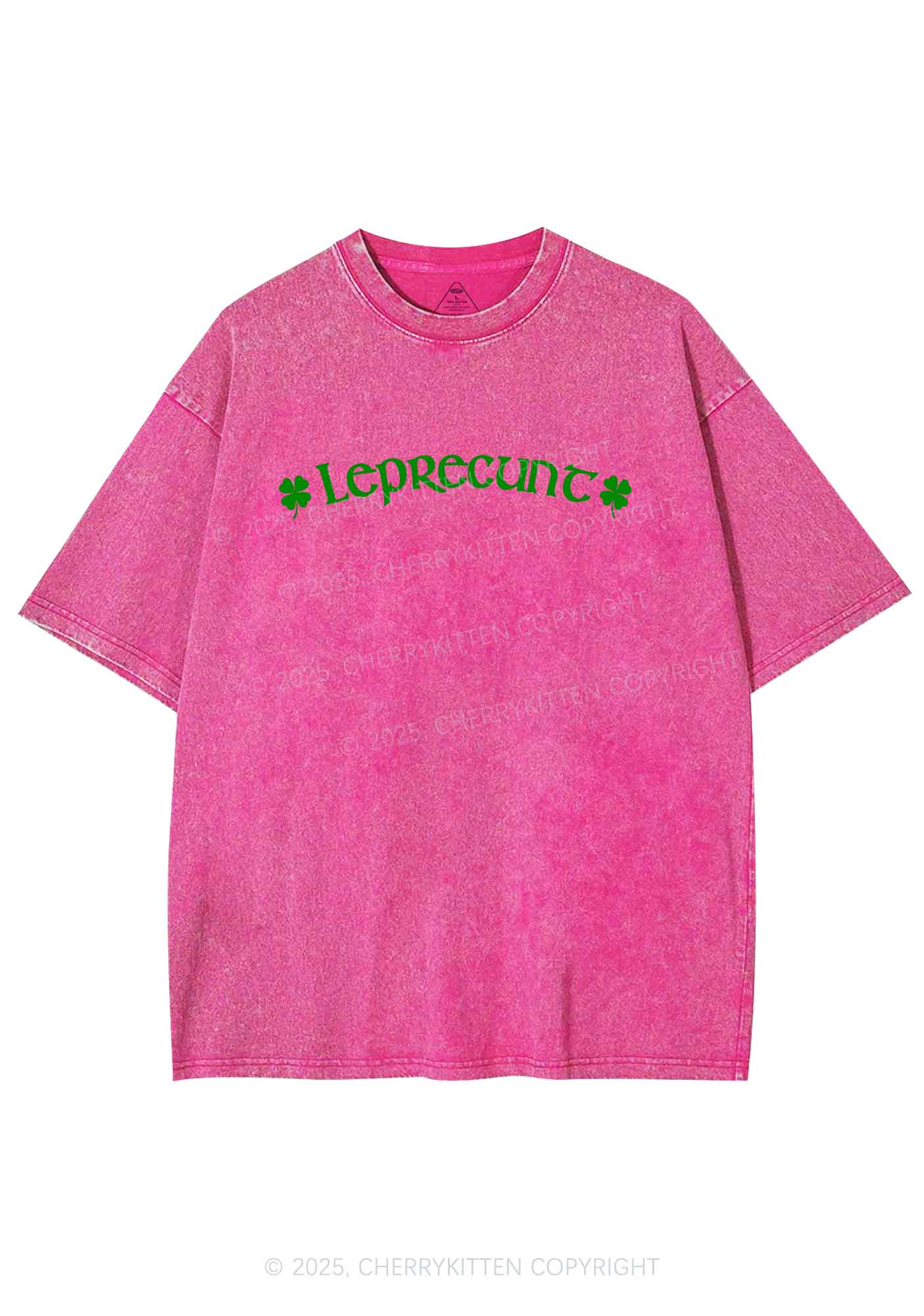 Leprecunt St Patricks Y2K Shirts Washed Tee Cherrykitten - Image 5