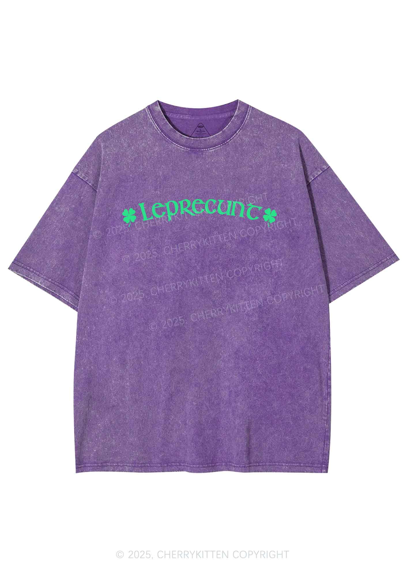 Leprecunt St Patricks Y2K Shirts Washed Tee Cherrykitten - Image 6
