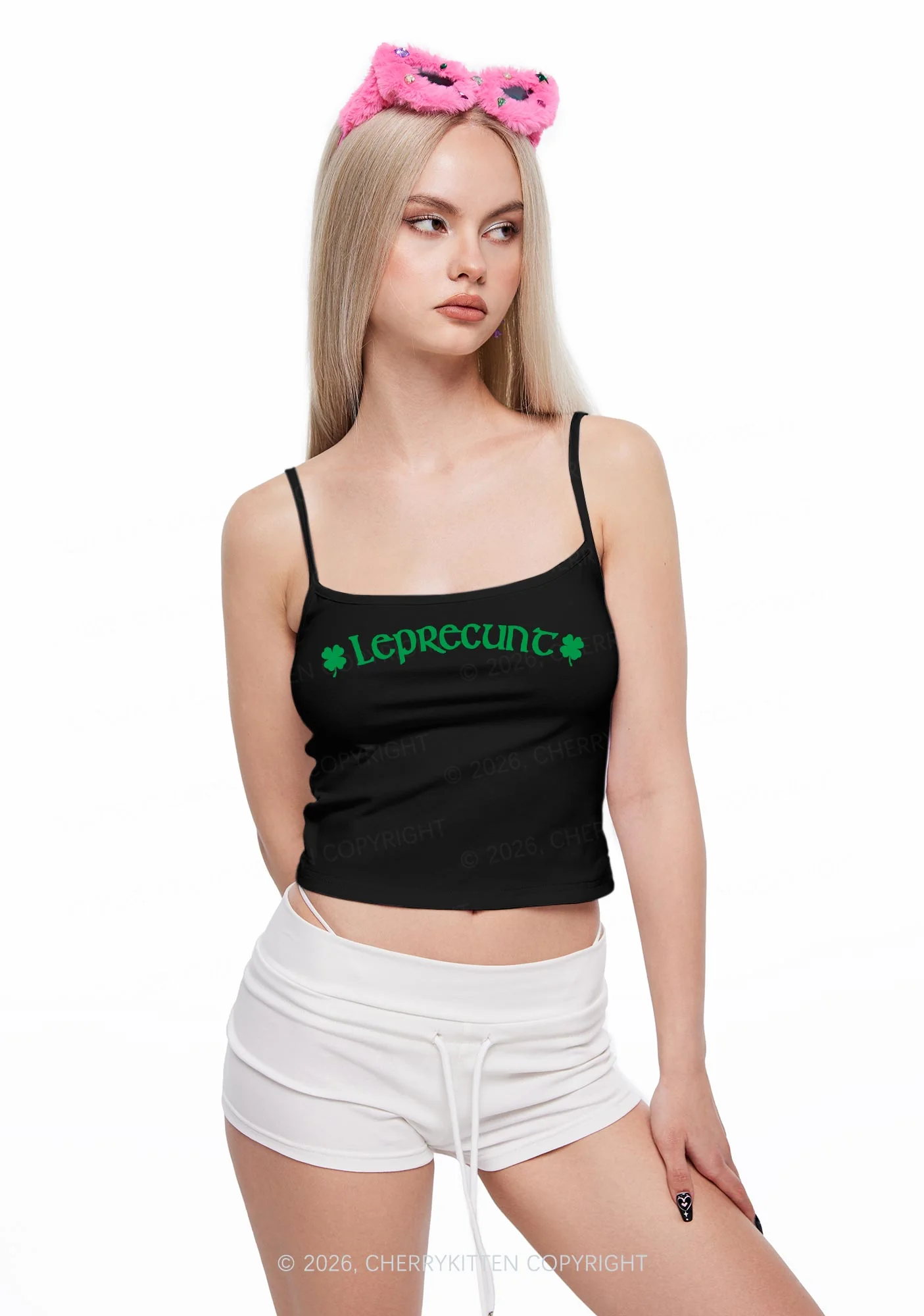 Leprecunt St Patricks Y2K Spaghetti Strap Cami Cherrykitten - Image 2