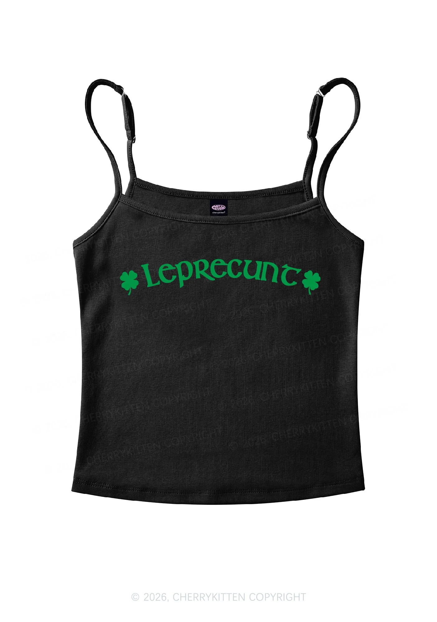 Leprecunt St Patricks Y2K Spaghetti Strap Cami Cherrykitten - Image 3