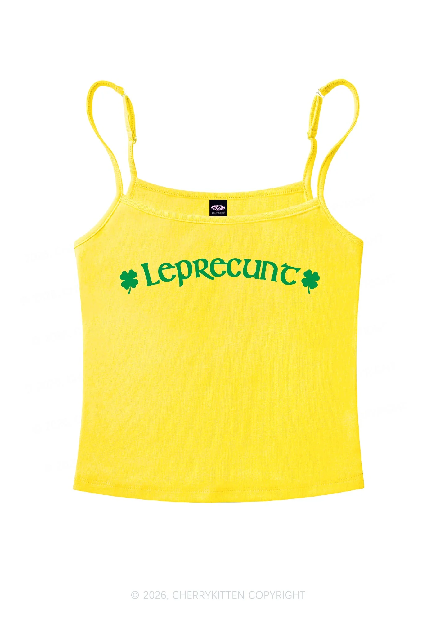 Leprecunt St Patricks Y2K Spaghetti Strap Cami Cherrykitten - Image 4
