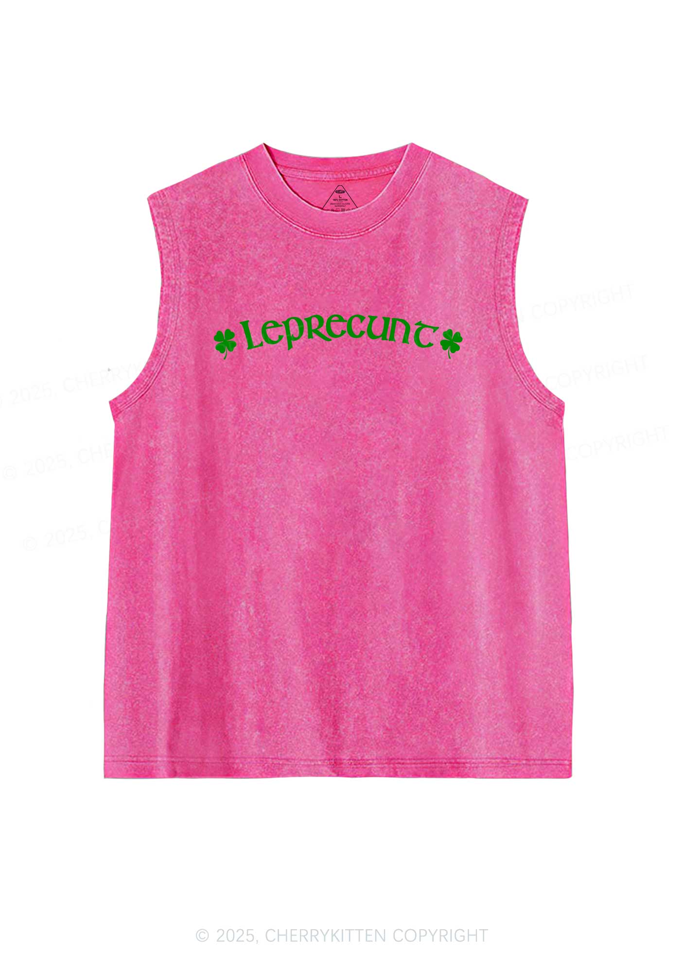 Leprecunt St Patricks Y2K Washed Tank Cherrykitten - Image 4