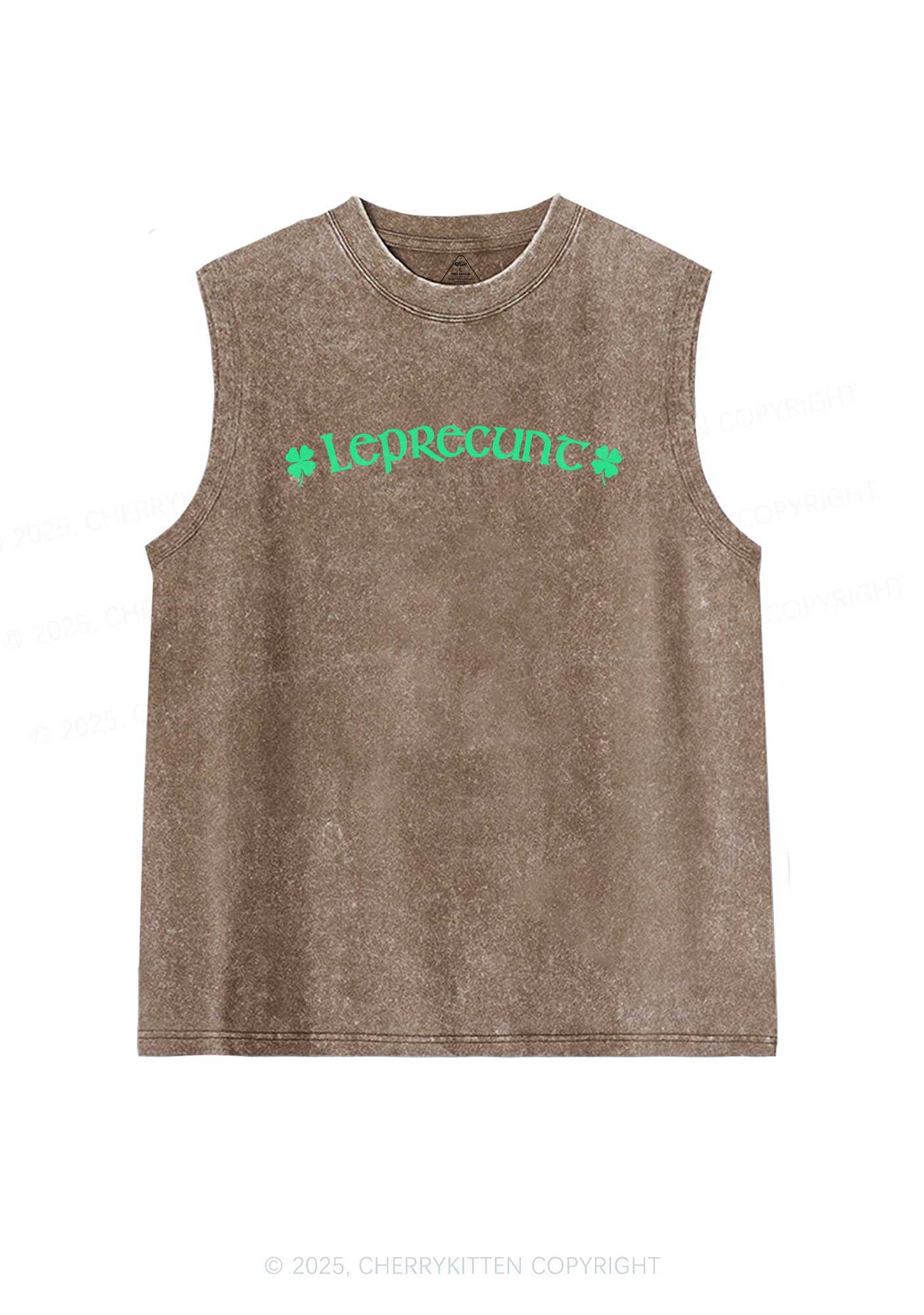 Leprecunt St Patricks Y2K Washed Tank Cherrykitten - Image 5