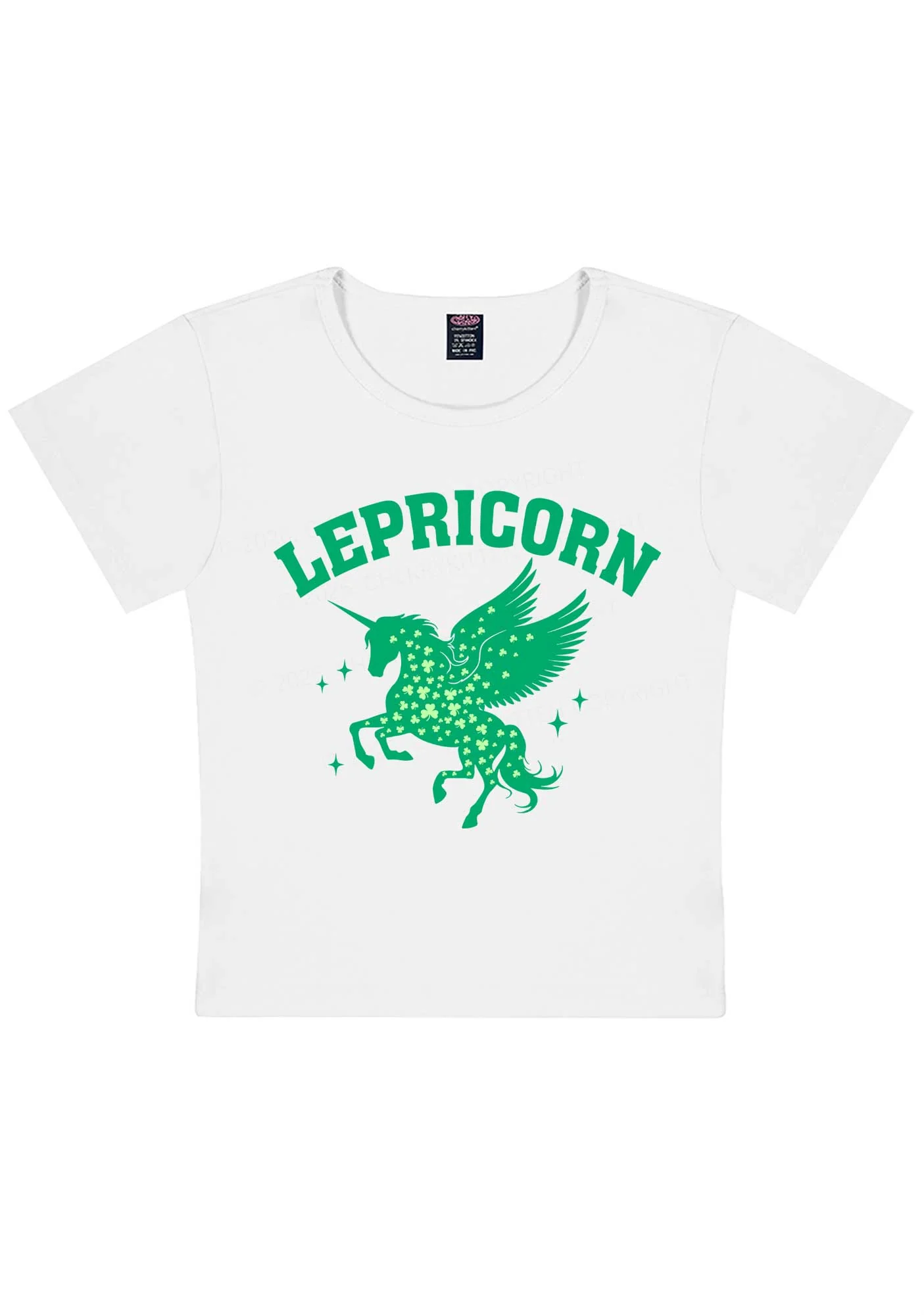 Lepricorn Unicorn St Patricks Y2K Baby Tee Cherrykitten - Image 4