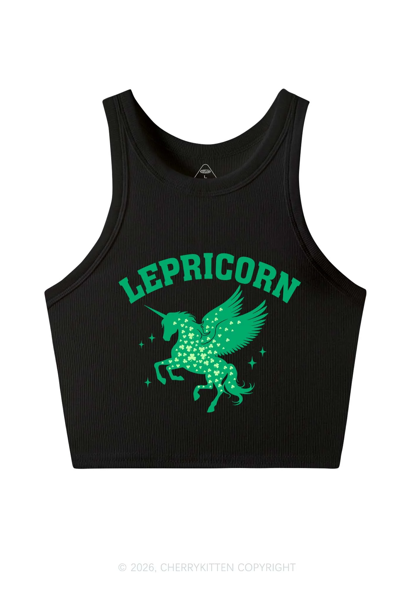 Lepricorn Unicorn St Patricks Y2K Crop Tank Top Cherrykitten - Image 3