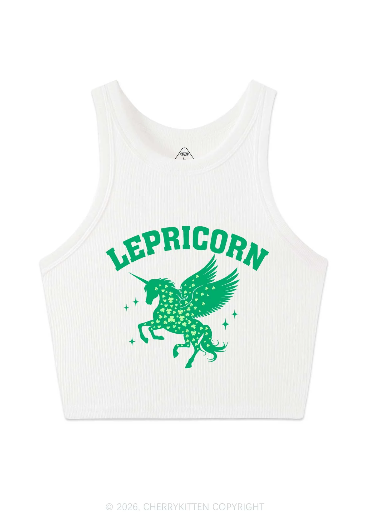 Lepricorn Unicorn St Patricks Y2K Crop Tank Top Cherrykitten - Image 4