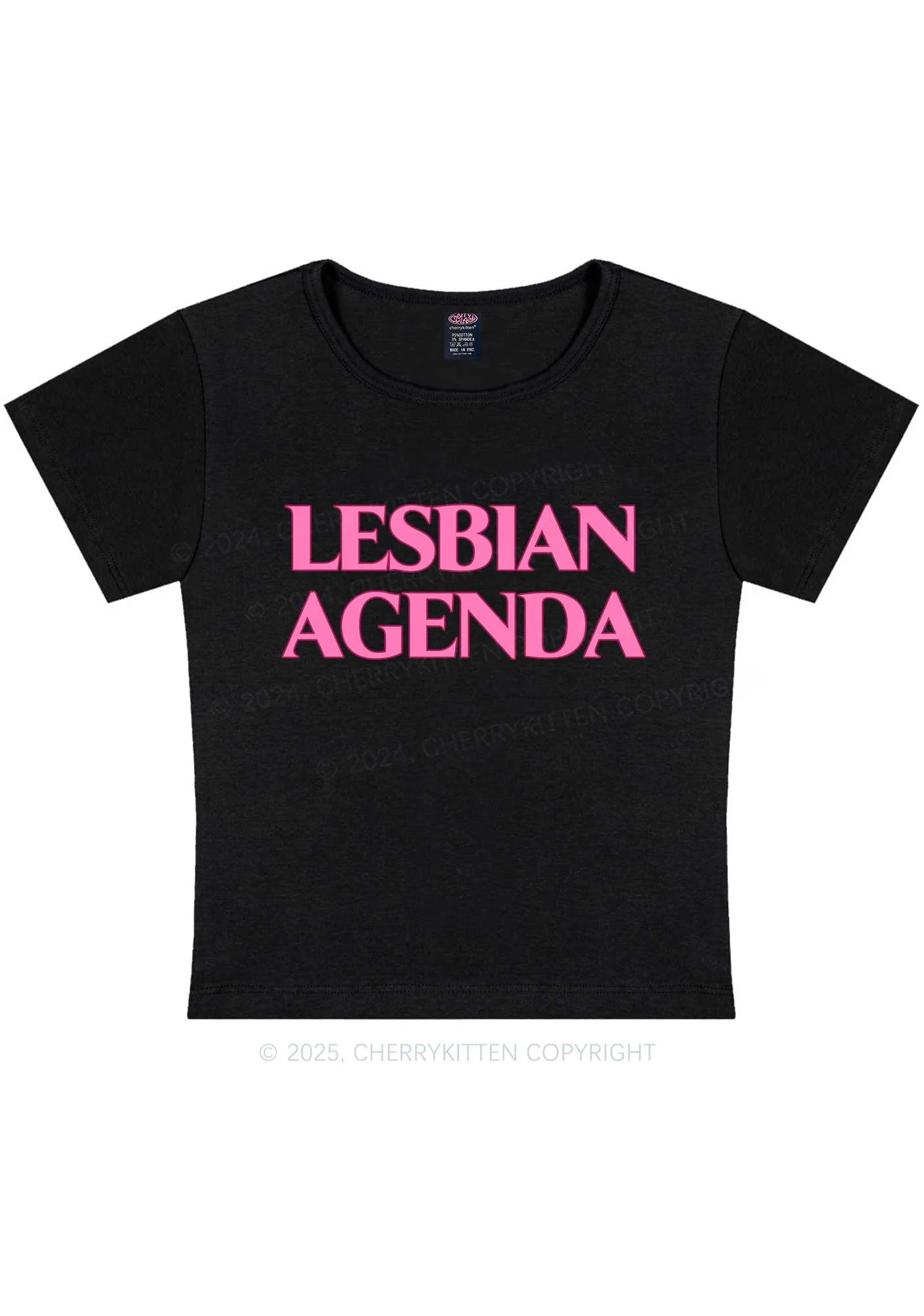 Lesbian Agenda Y2K Baby Tee Cherrykitten - Image 3