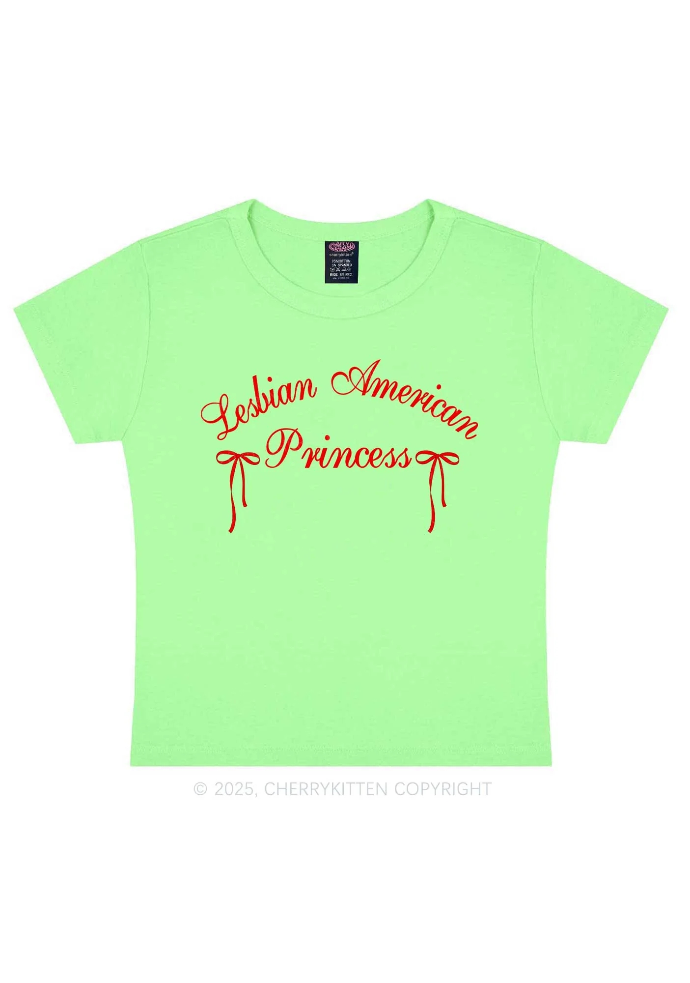 Lesbian American Princess Y2K Baby Tee Cherrykitten - Image 12