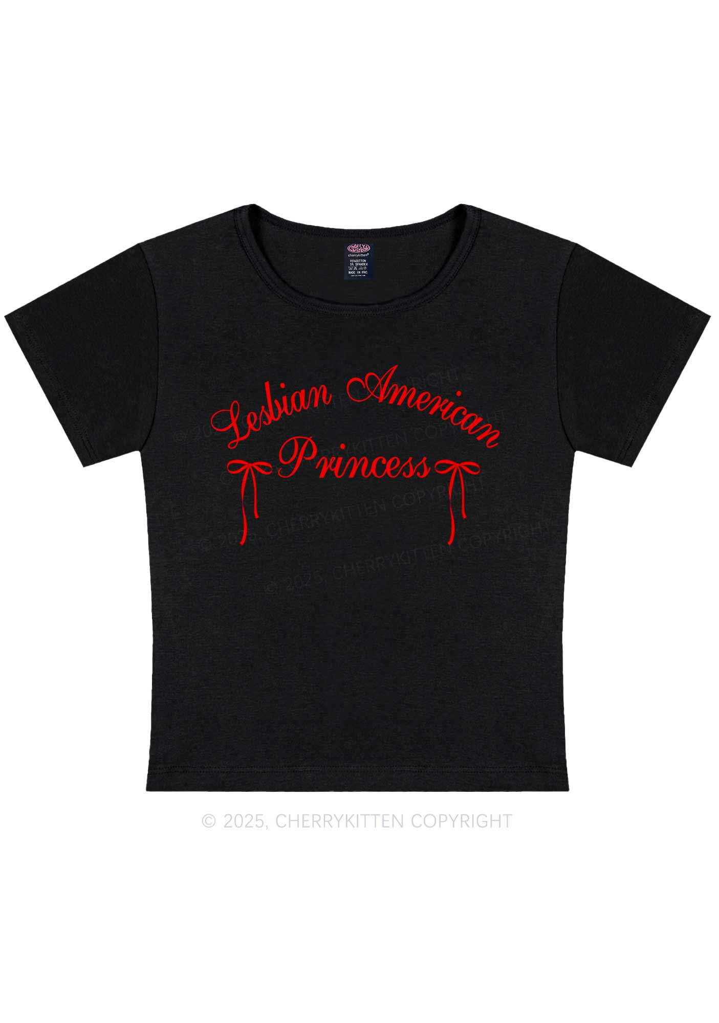 Lesbian American Princess Y2K Baby Tee Cherrykitten - Image 4