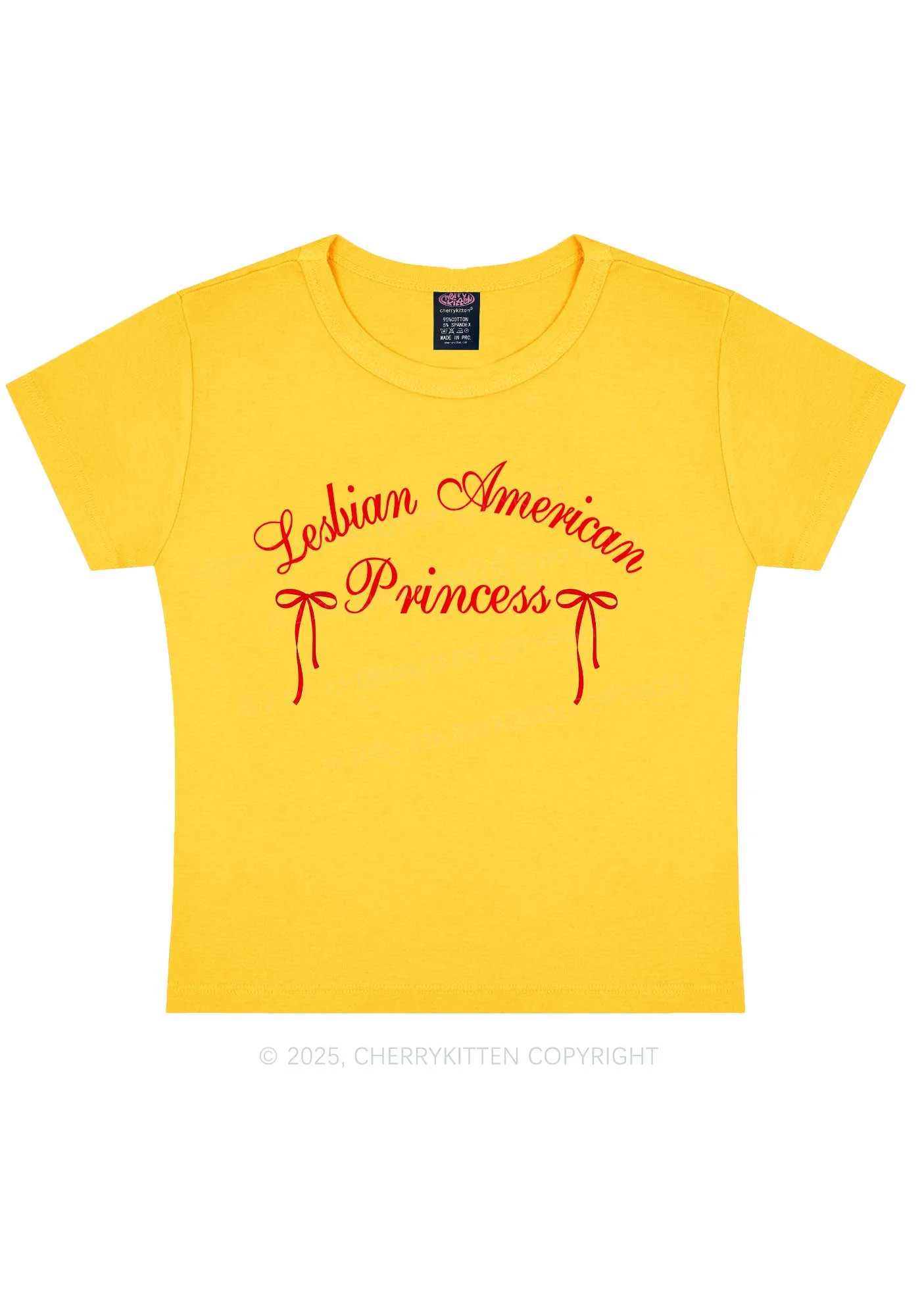 Lesbian American Princess Y2K Baby Tee Cherrykitten - Image 5