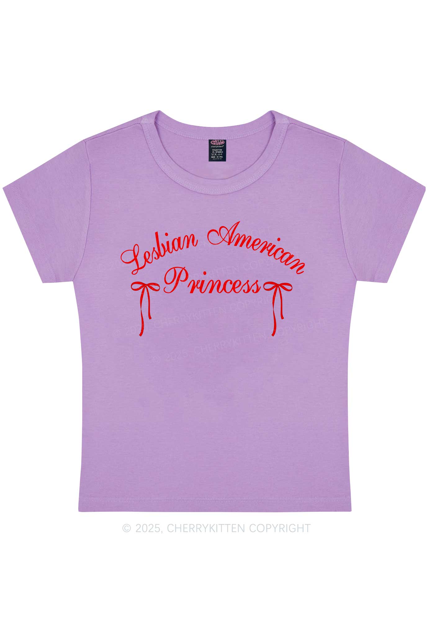 Lesbian American Princess Y2K Baby Tee Cherrykitten - Image 7