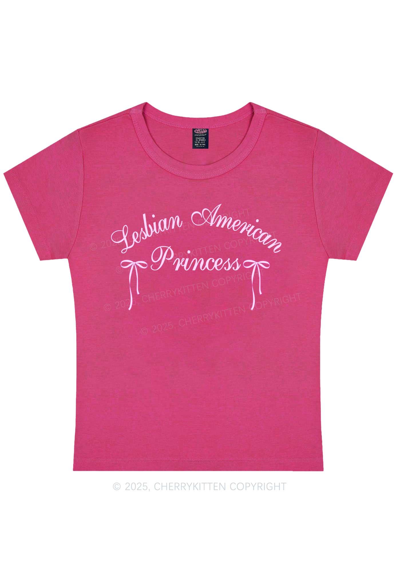 Lesbian American Princess Y2K Baby Tee Cherrykitten - Image 8