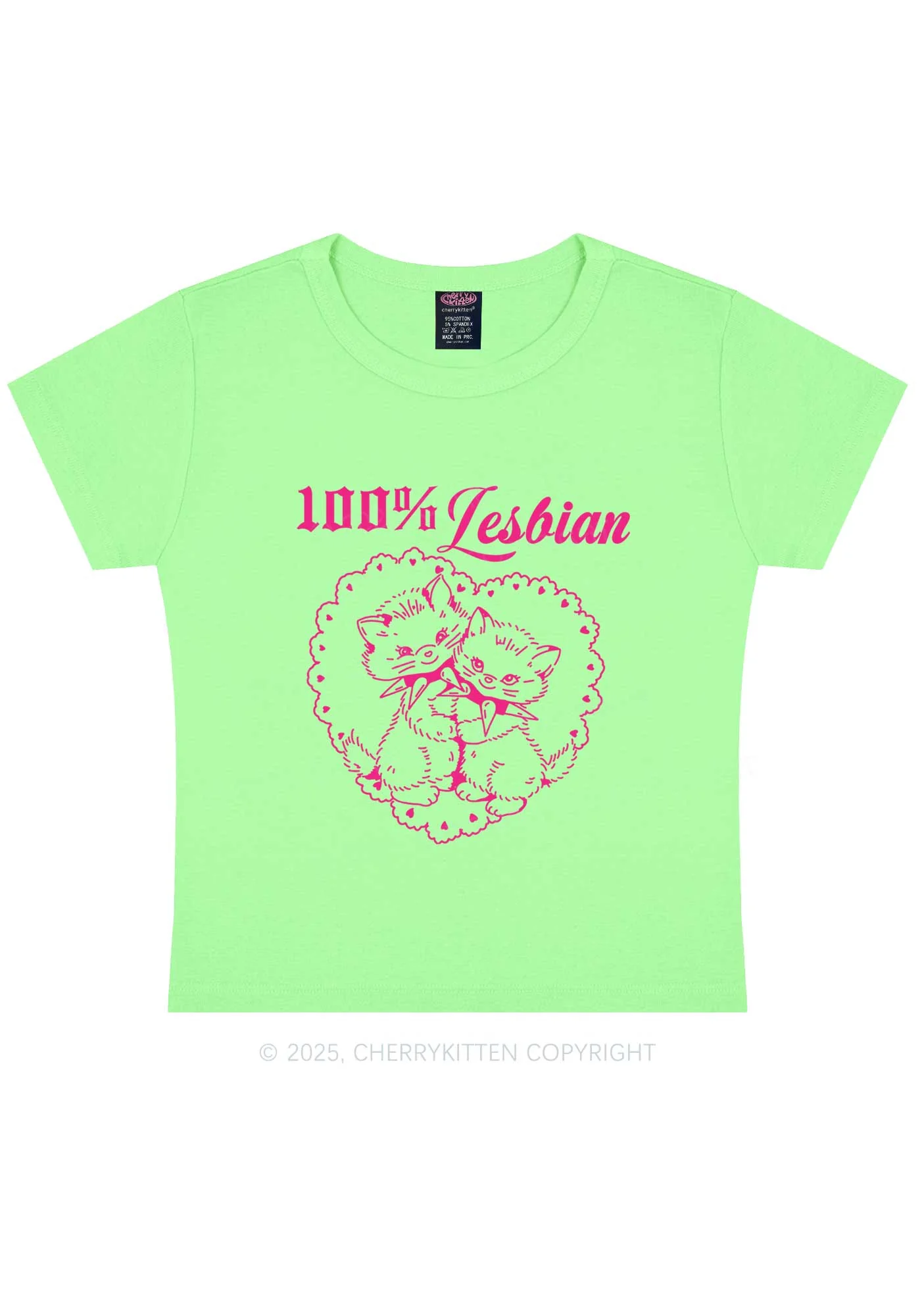 Lesbian Cats Y2K Baby Tee Cherrykitten - Image 12