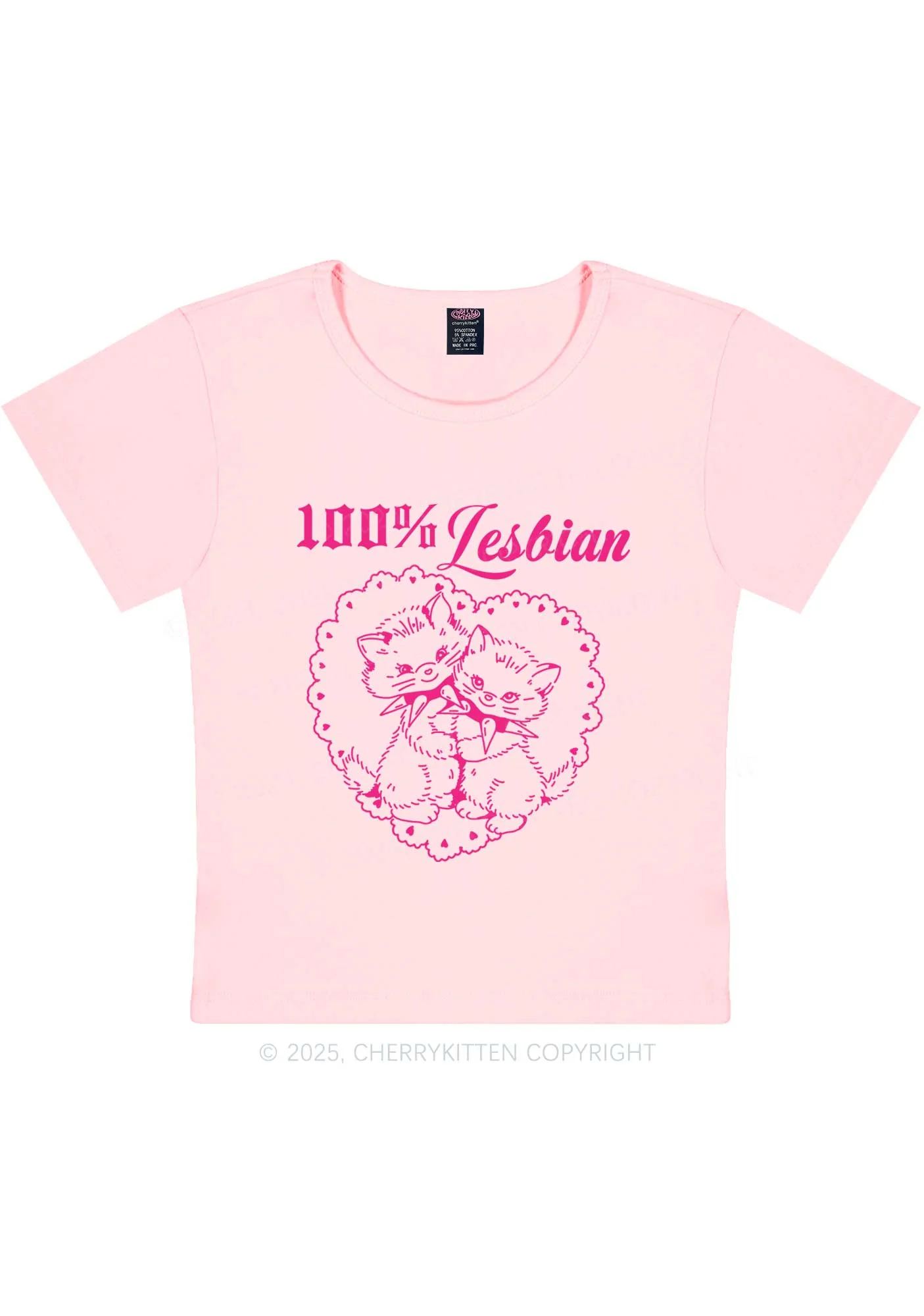 Lesbian Cats Y2K Baby Tee Cherrykitten - Image 4
