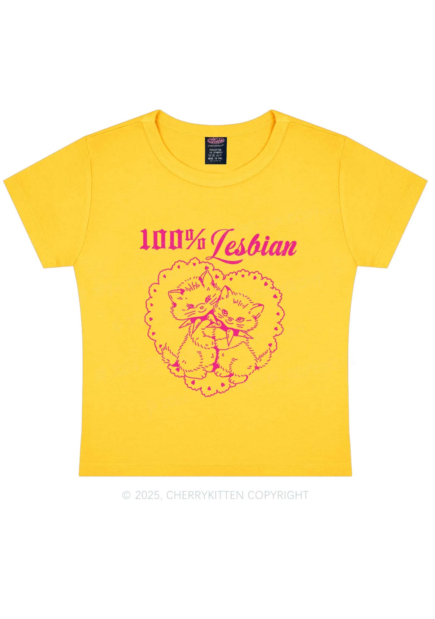 Lesbian Cats Y2K Baby Tee Cherrykitten - Image 5