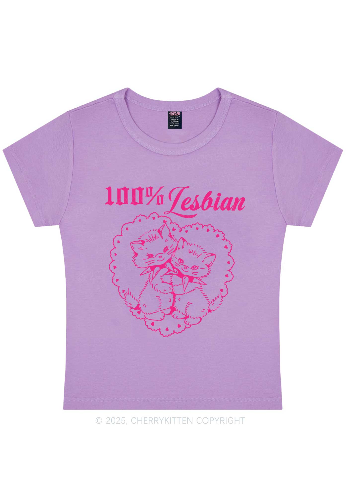 Lesbian Cats Y2K Baby Tee Cherrykitten - Image 6