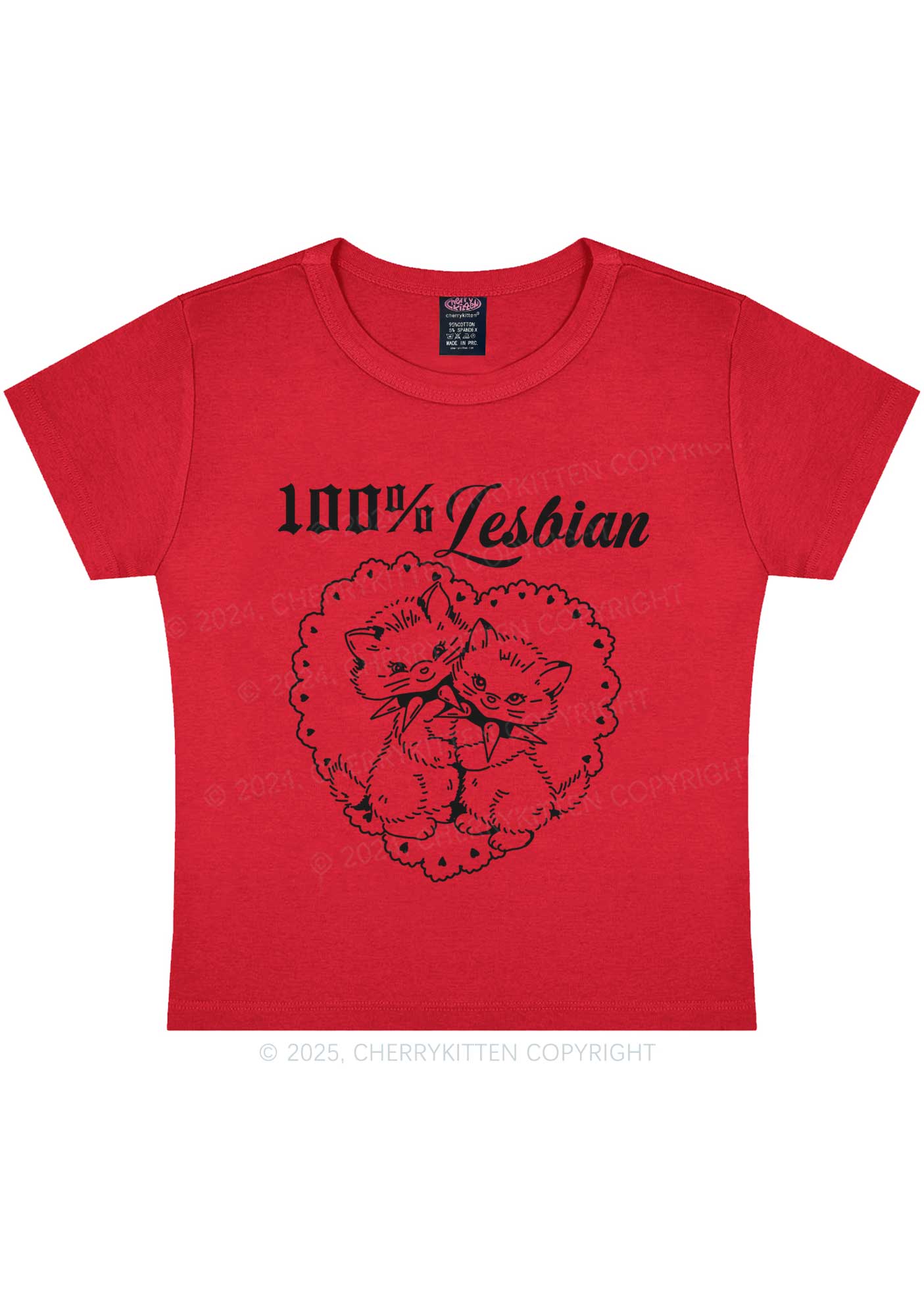 Lesbian Cats Y2K Baby Tee Cherrykitten - Image 8