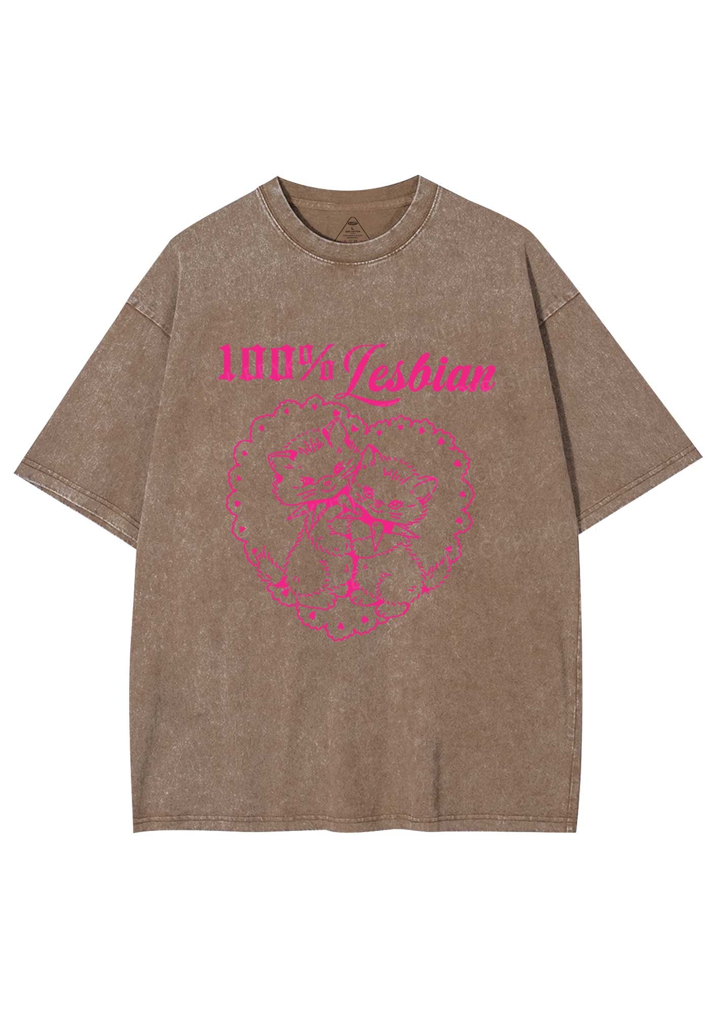 Lesbian Cats Y2K Shirts Washed Tee Cherrykitten - Image 7
