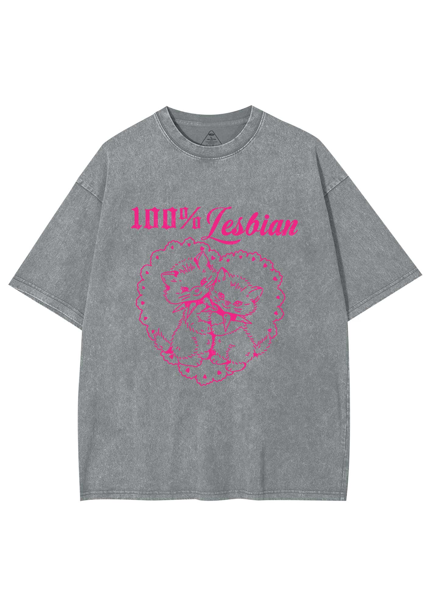 Lesbian Cats Y2K Shirts Washed Tee Cherrykitten - Image 8
