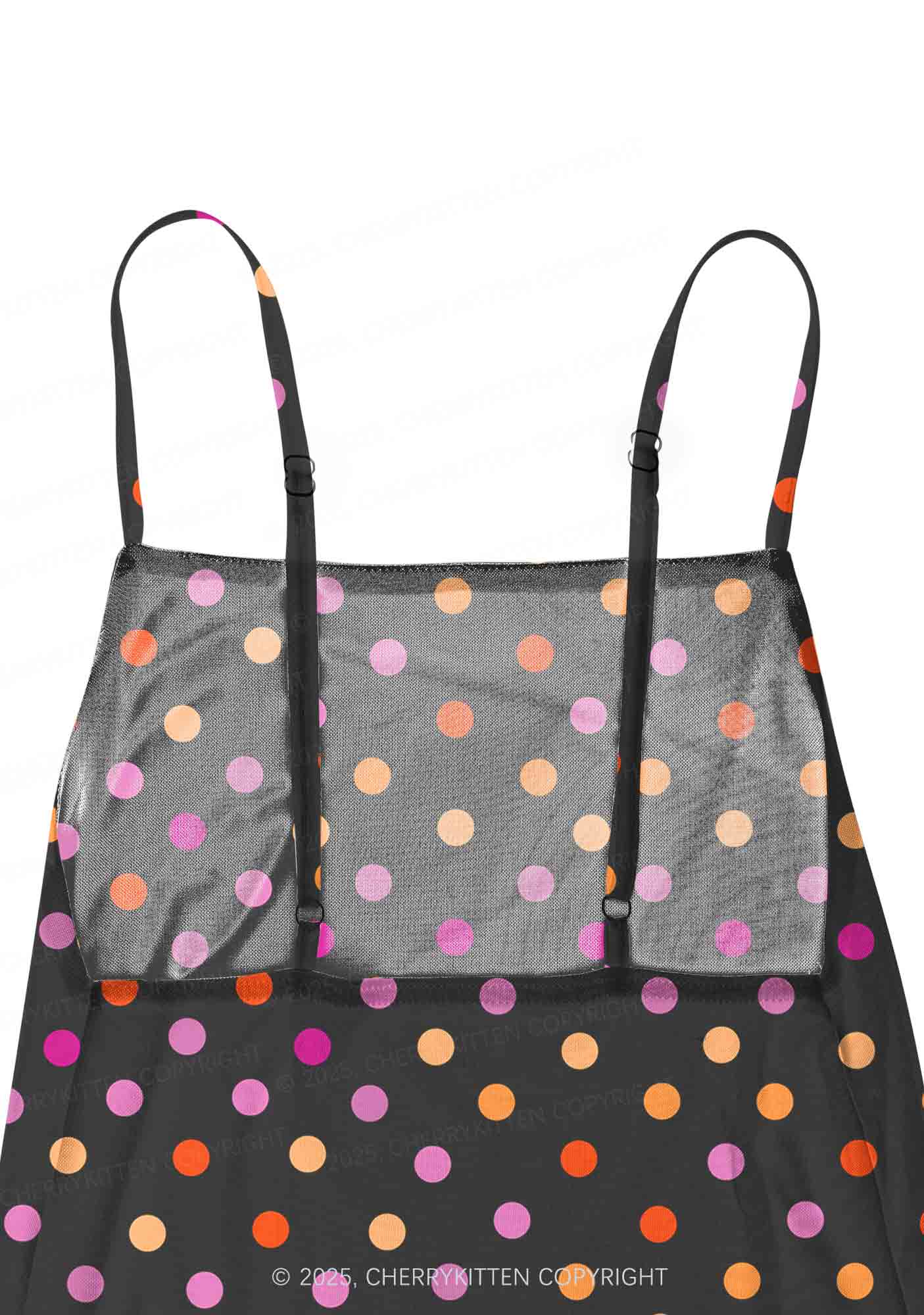 Lesbian Dots Pride Y2K Mesh Slip Dress With Scarf Set Cherrykitten - Image 5