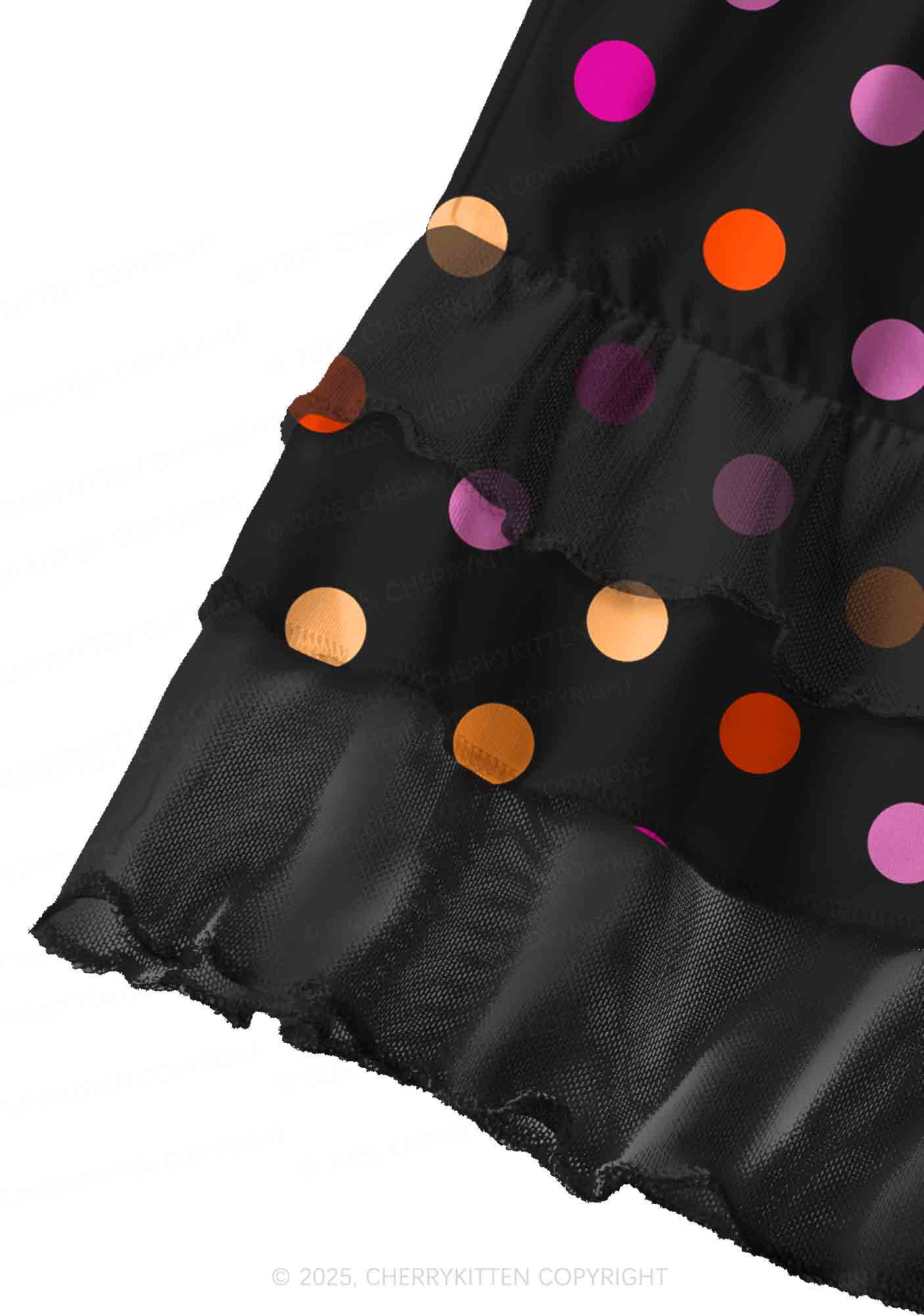 Lesbian Dots Pride Y2K Print Mini Layered Skirt Cherrykitten - Image 3