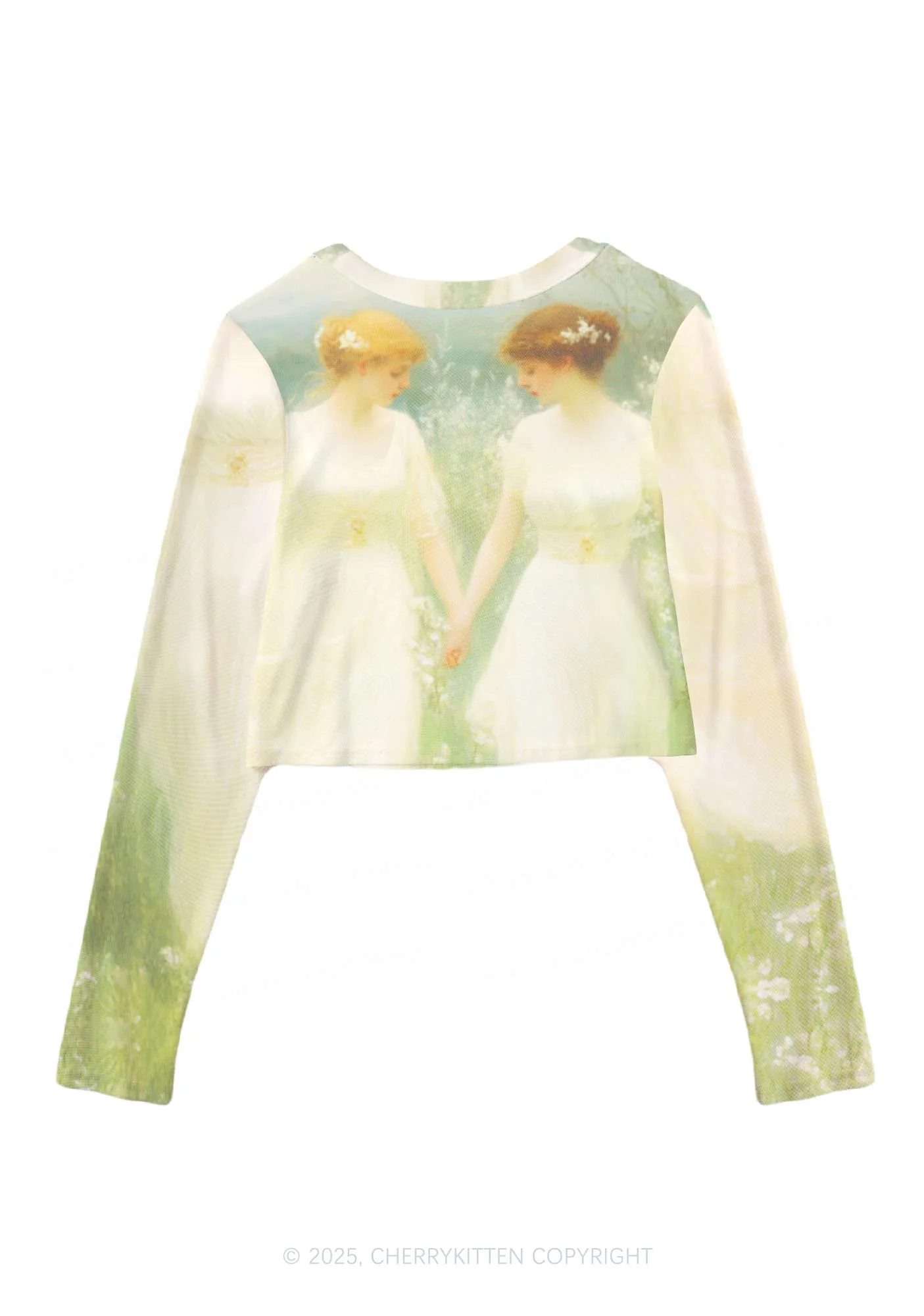 Lesbian Fairy Pride Y2K Mesh Long Sleeve Crop Top Cherrykitten - Image 3
