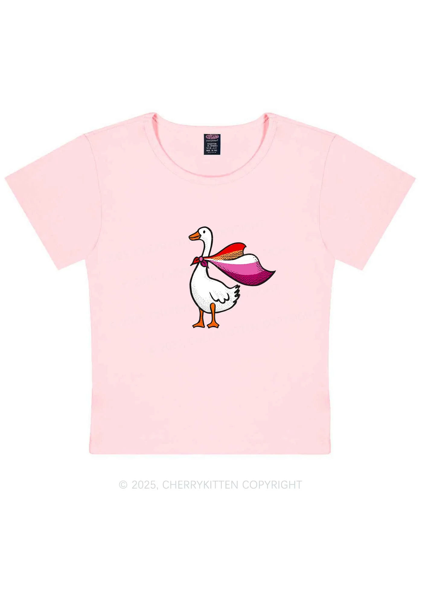 Lesbian Goose Pride Y2K Baby Tee Cherrykitten - Image 11