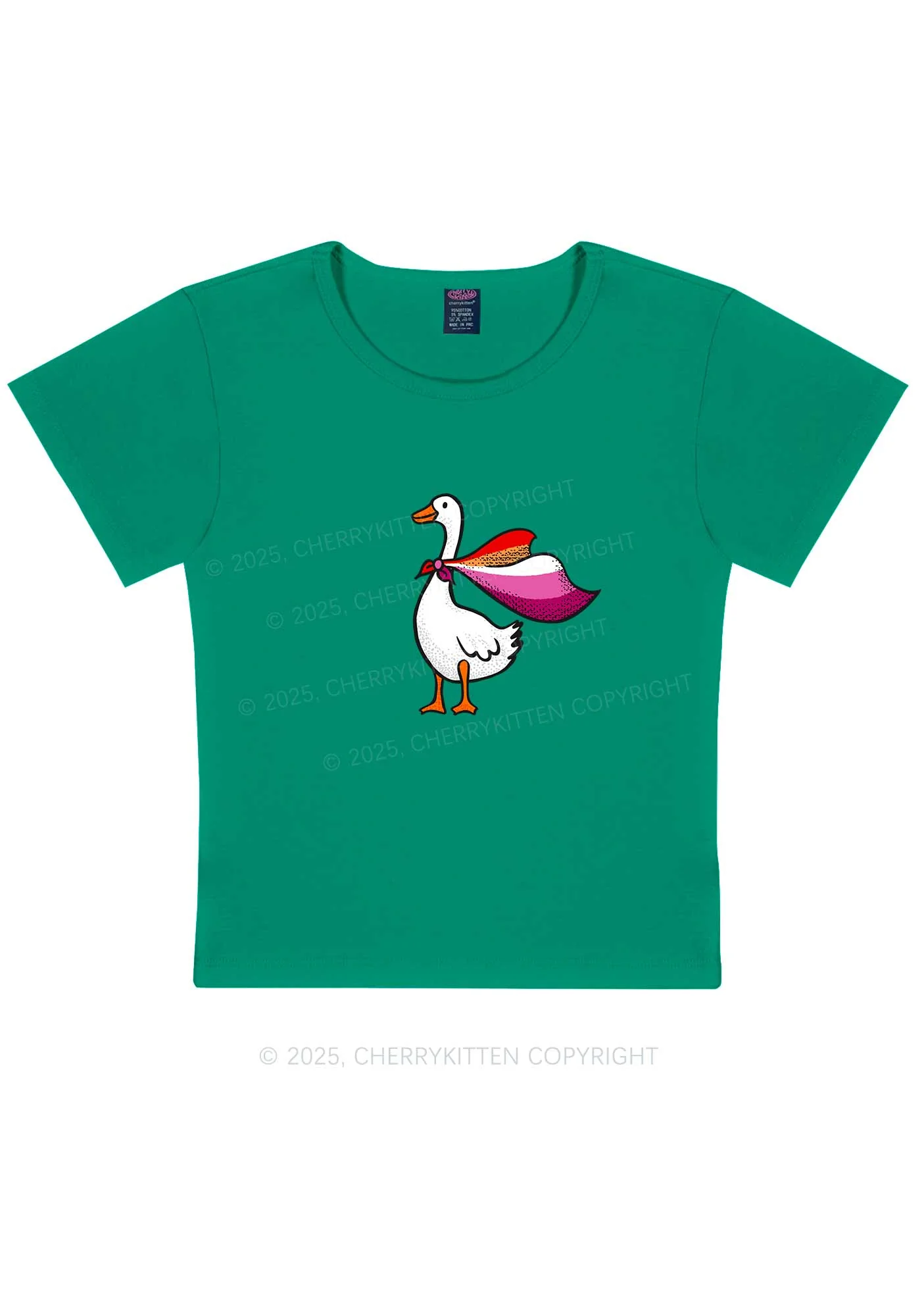 Lesbian Goose Pride Y2K Baby Tee Cherrykitten - Image 13