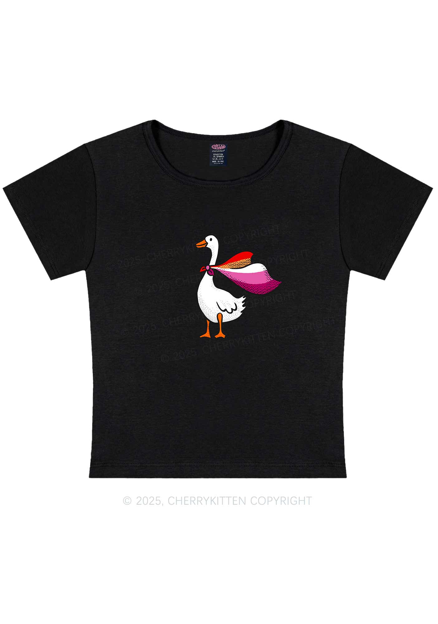 Lesbian Goose Pride Y2K Baby Tee Cherrykitten - Image 4