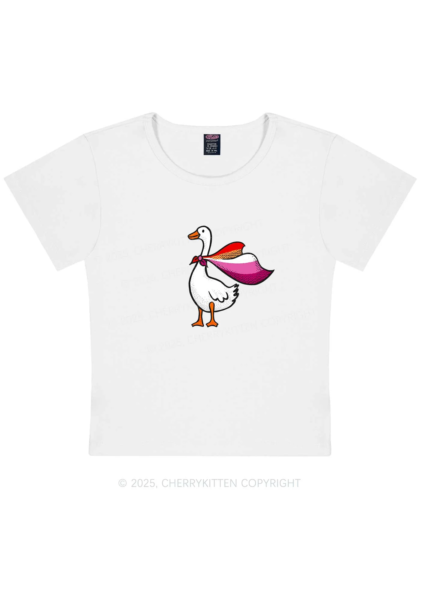 Lesbian Goose Pride Y2K Baby Tee Cherrykitten - Image 5