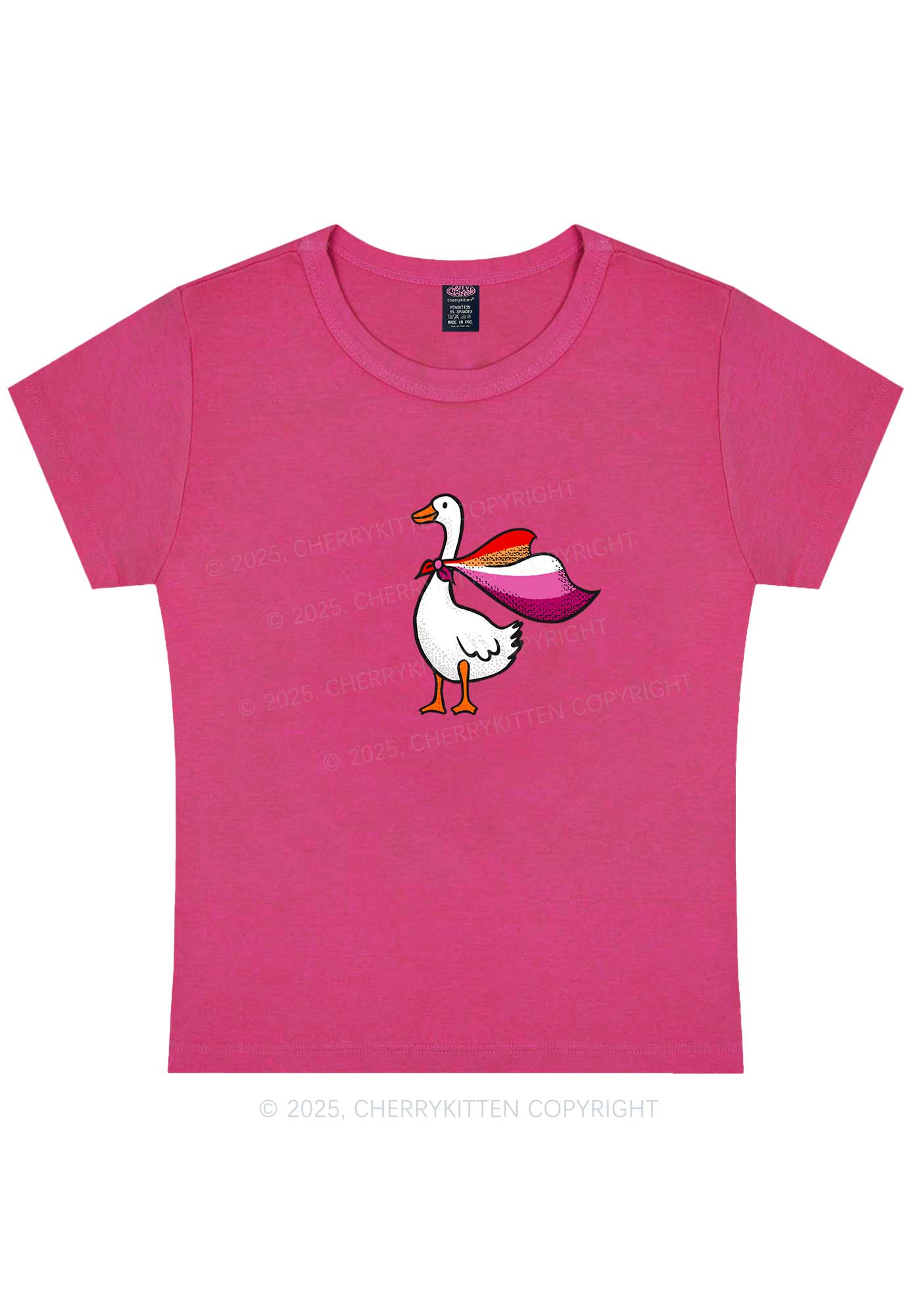 Lesbian Goose Pride Y2K Baby Tee Cherrykitten - Image 6