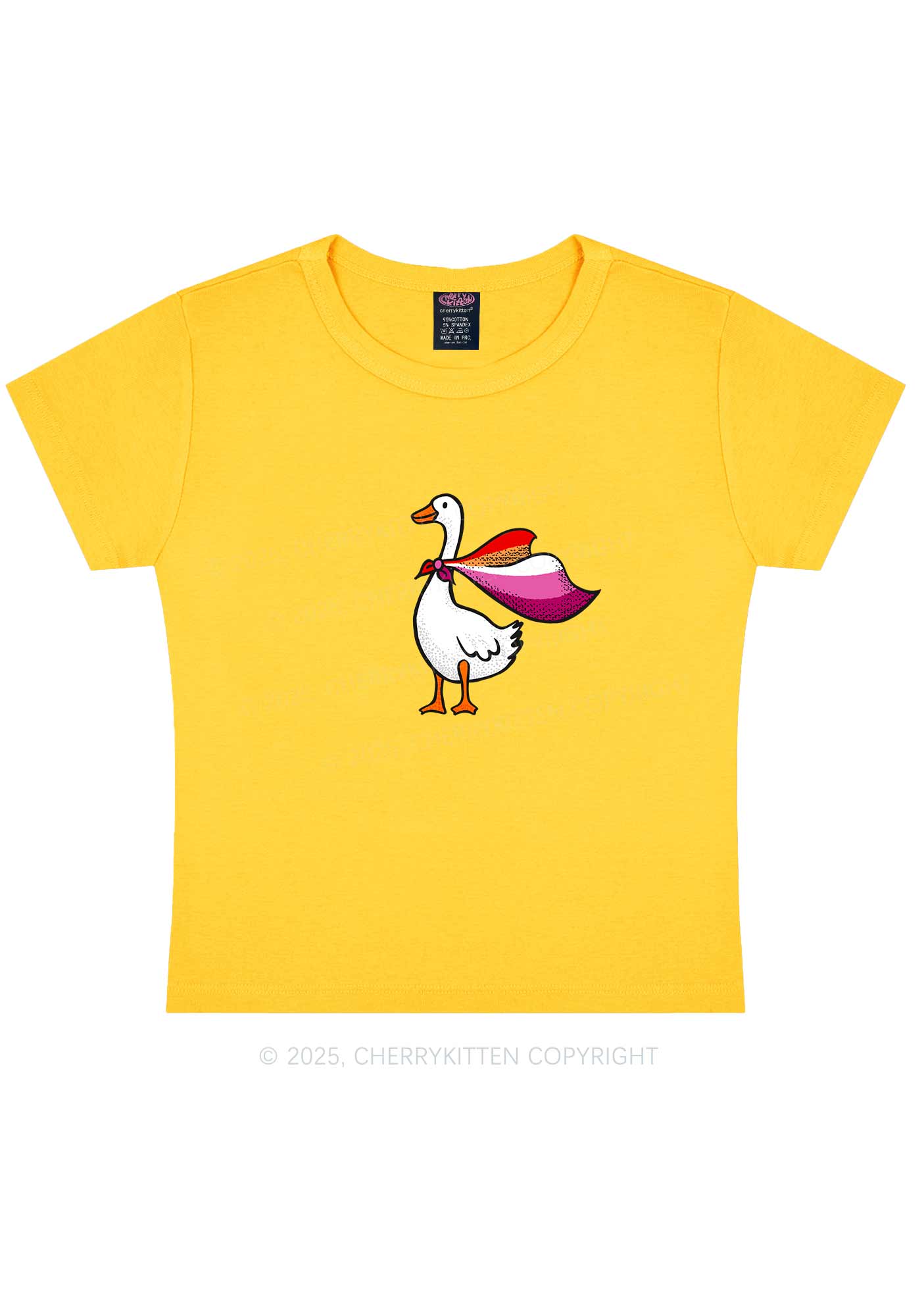 Lesbian Goose Pride Y2K Baby Tee Cherrykitten - Image 7