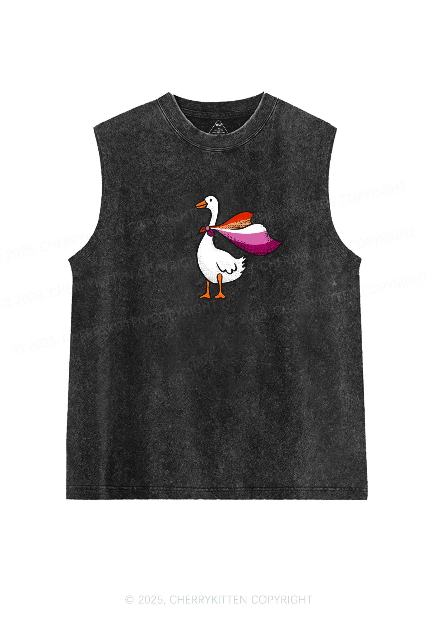 Lesbian Goose Pride Y2K Washed Muscle Tank Cherrykitten - Image 3
