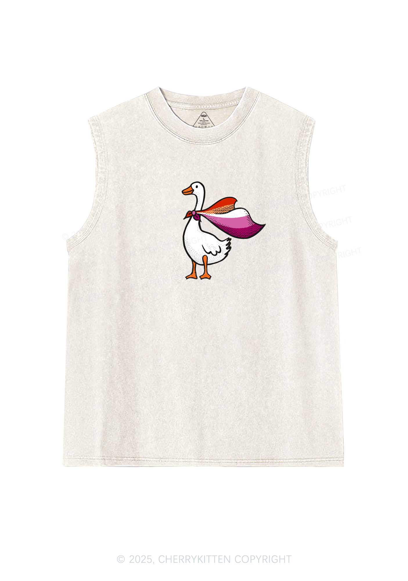 Lesbian Goose Pride Y2K Washed Muscle Tank Cherrykitten - Image 4