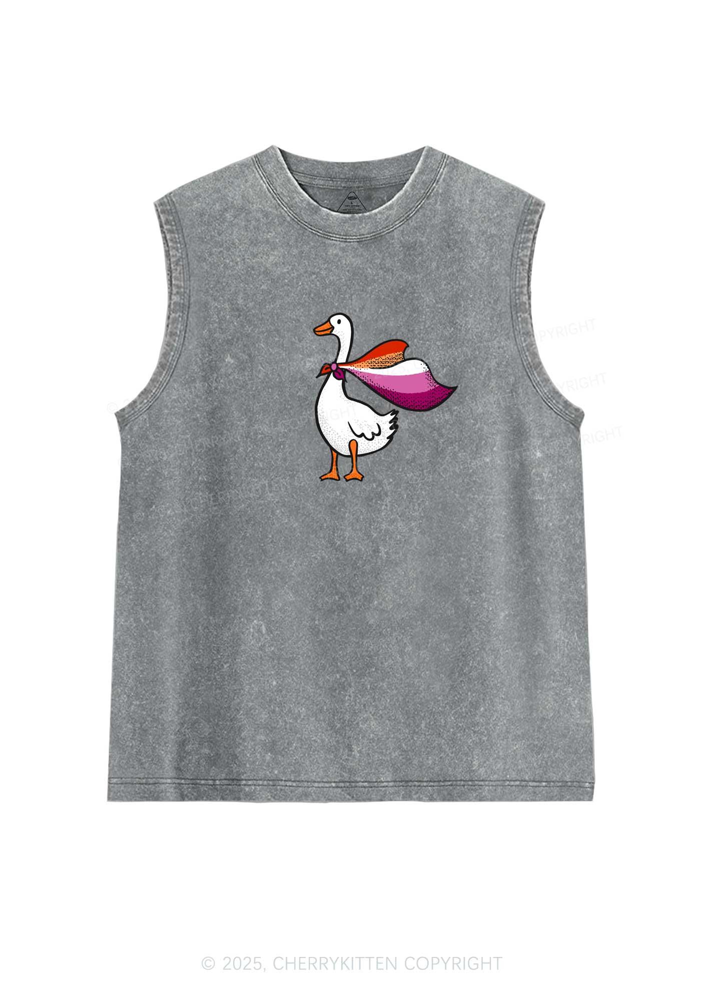 Lesbian Goose Pride Y2K Washed Muscle Tank Cherrykitten - Image 5
