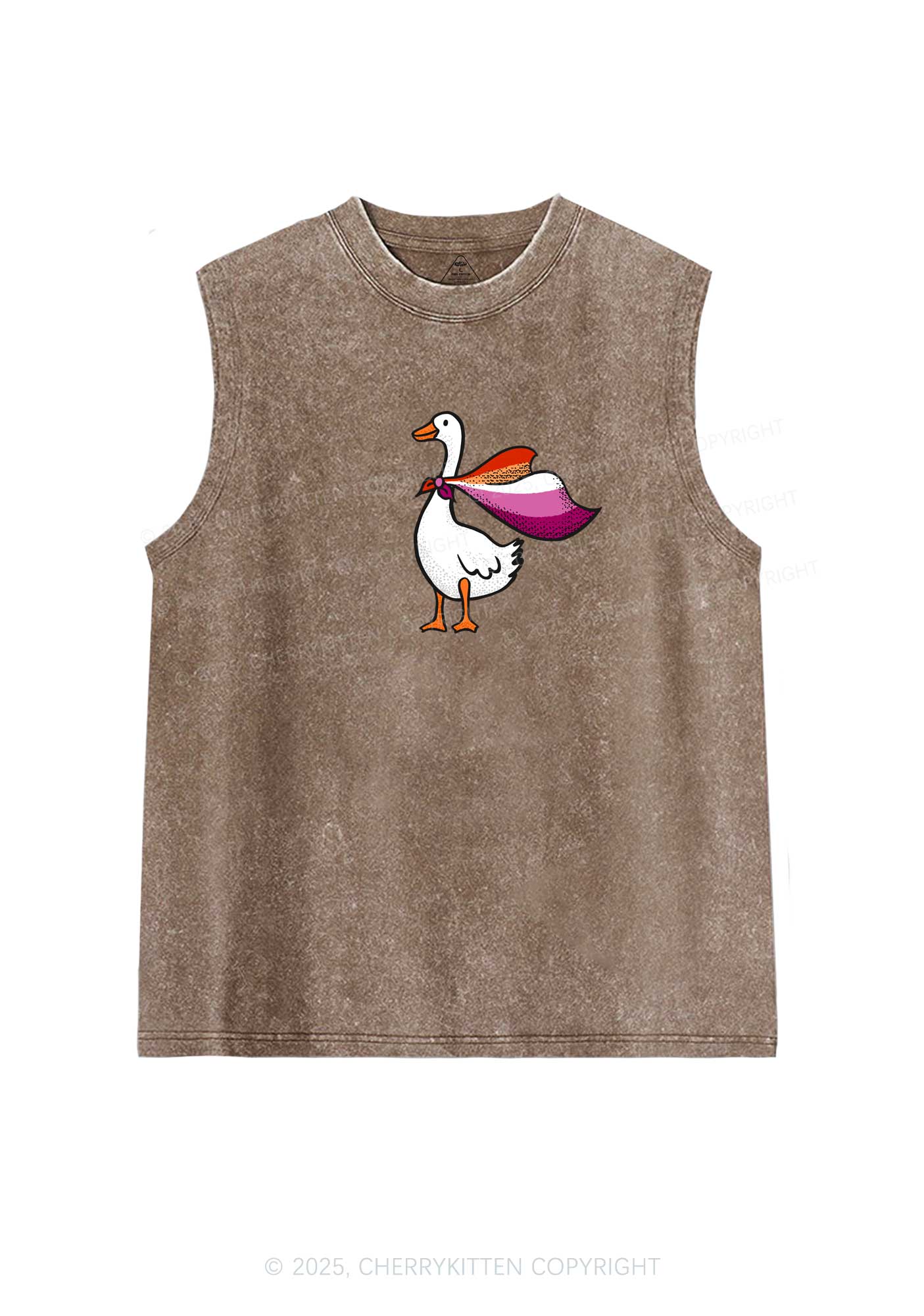 Lesbian Goose Pride Y2K Washed Muscle Tank Cherrykitten - Image 6