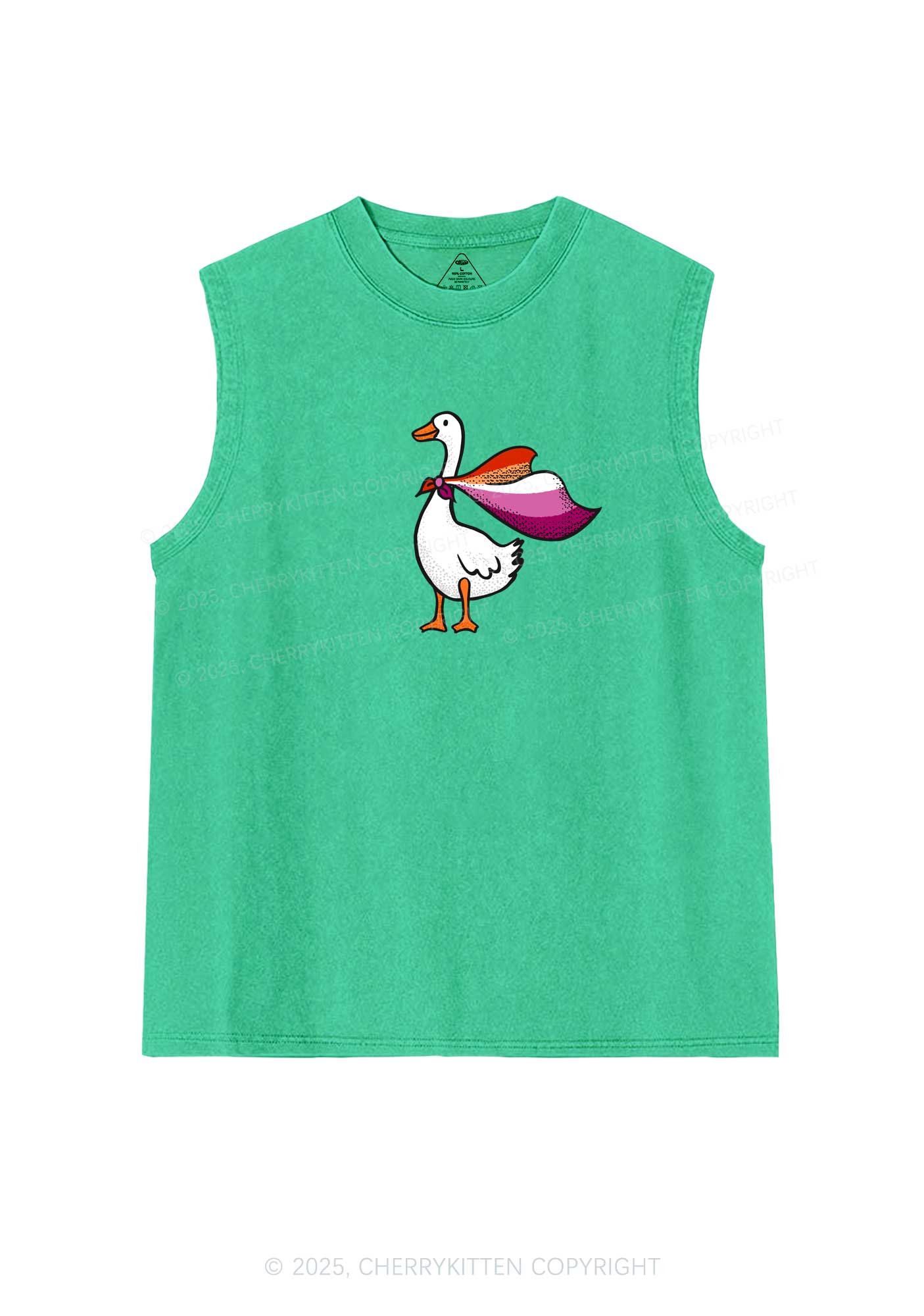 Lesbian Goose Pride Y2K Washed Muscle Tank Cherrykitten - Image 7