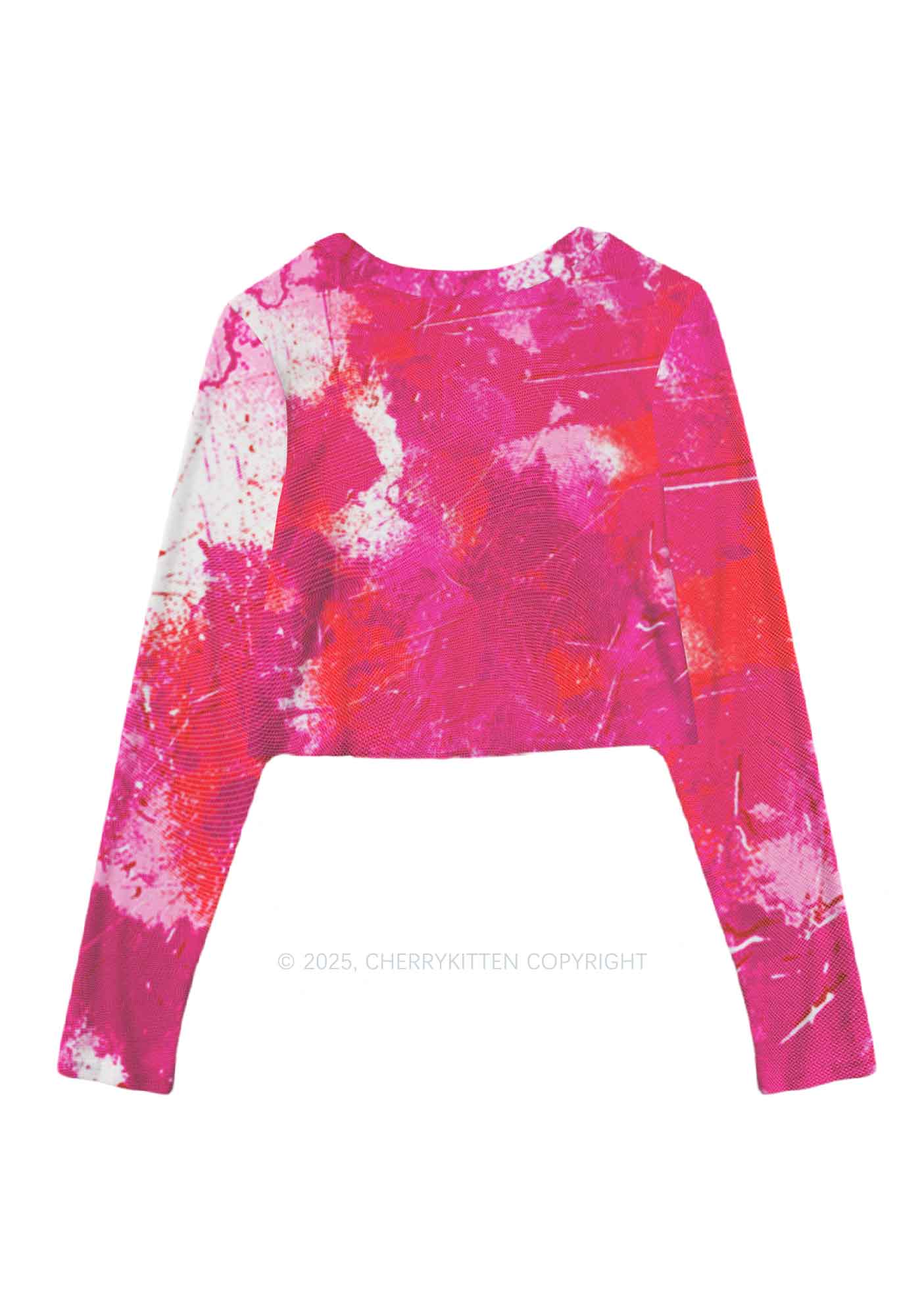 Lesbian Ink Pride Y2K Mesh Long Sleeve Crop Top Cherrykitten - Image 3