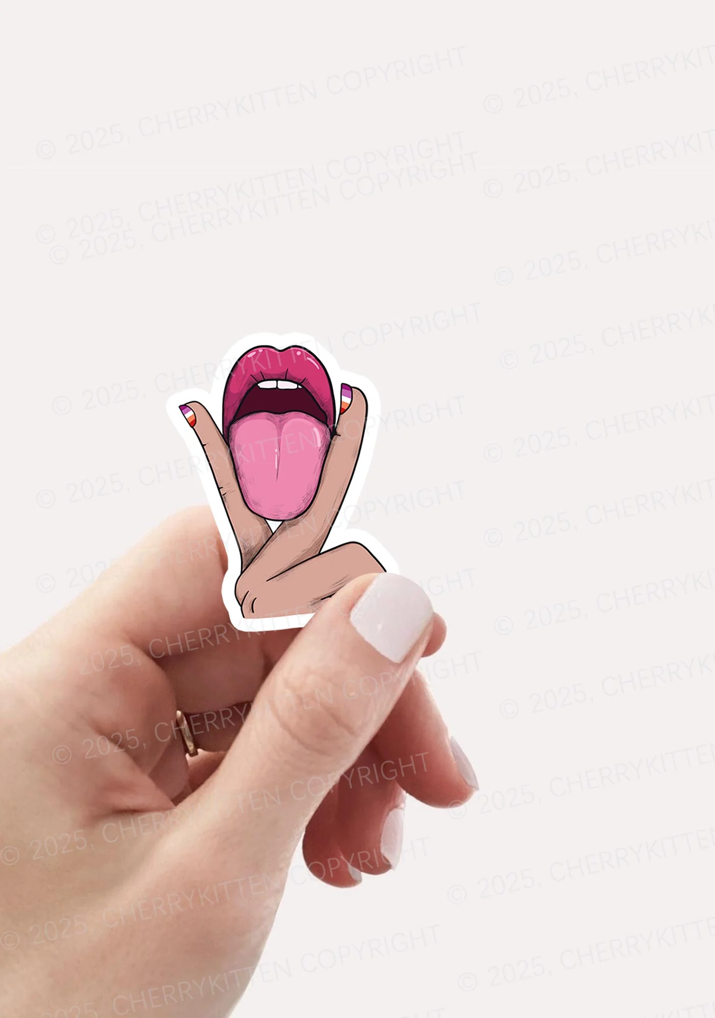 Lesbian Kissing Pride 1Pc Y2K Sticker Cherrykitten - Image 2