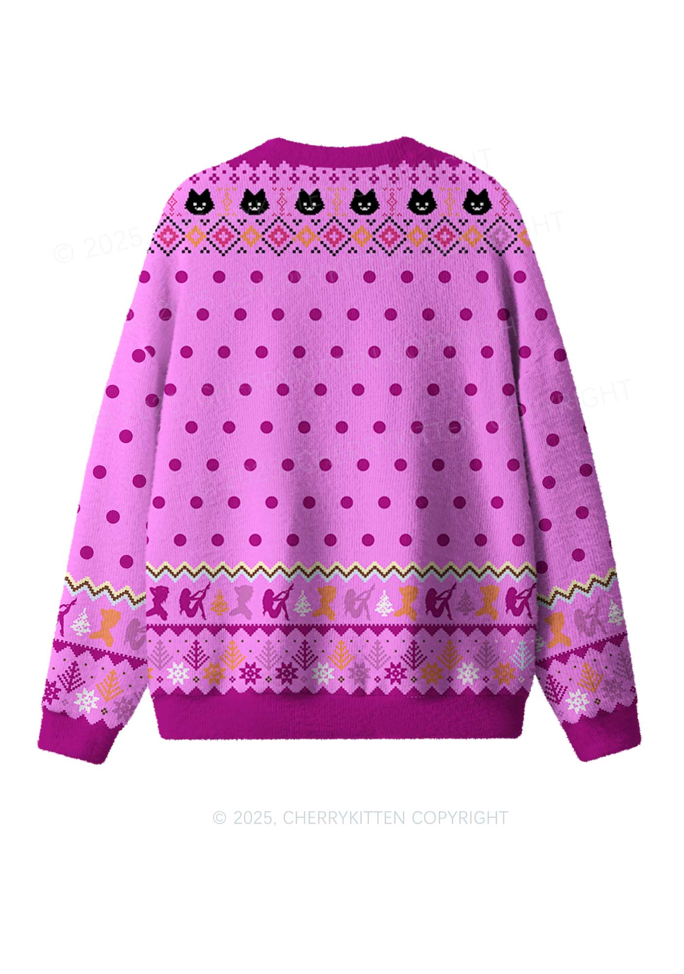 Lesbian Kissing Pride Y2K Christmas Knit Sweatshirt Cherrykitten - Image 2