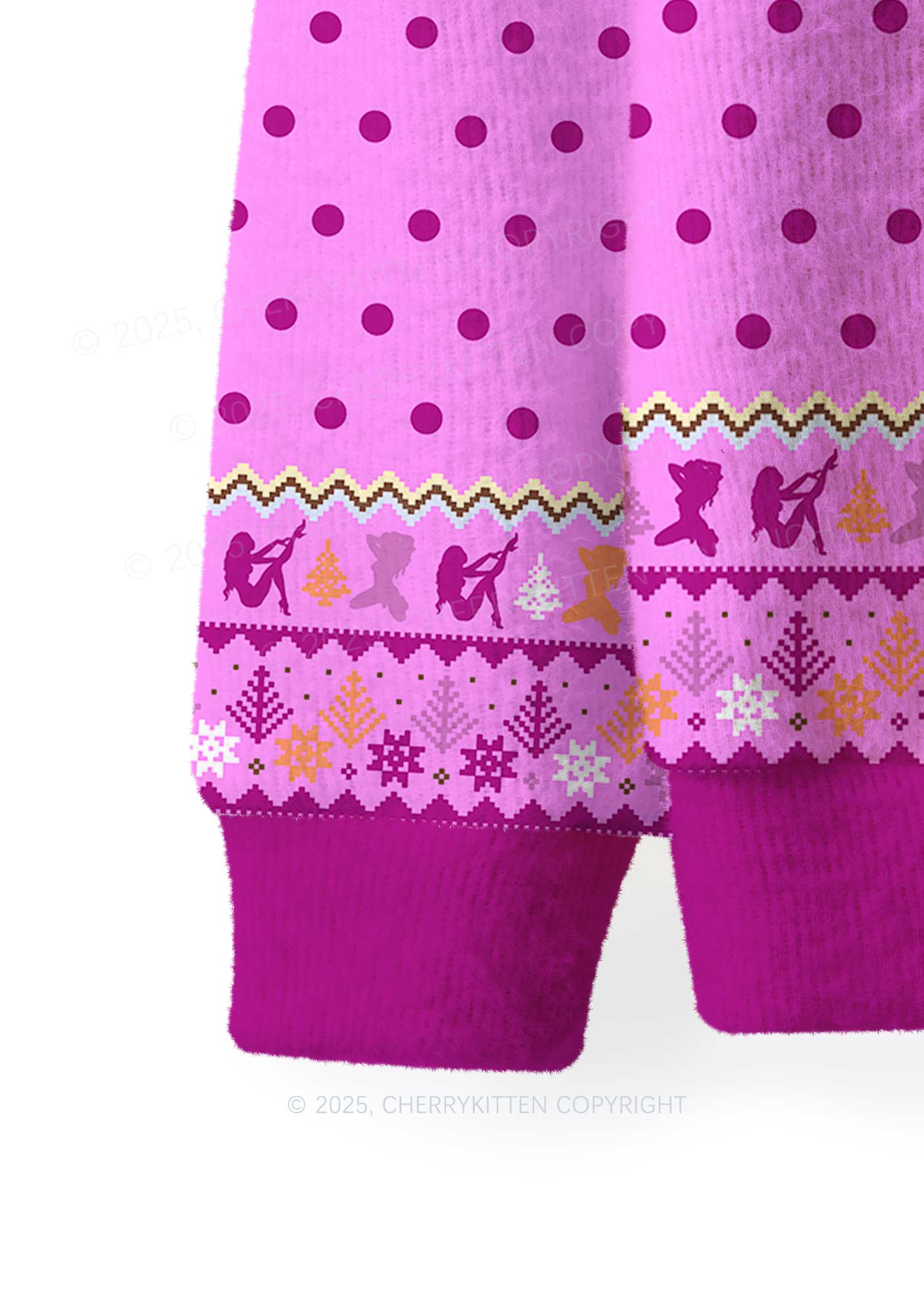 Lesbian Kissing Pride Y2K Christmas Knit Sweatshirt Cherrykitten - Image 4