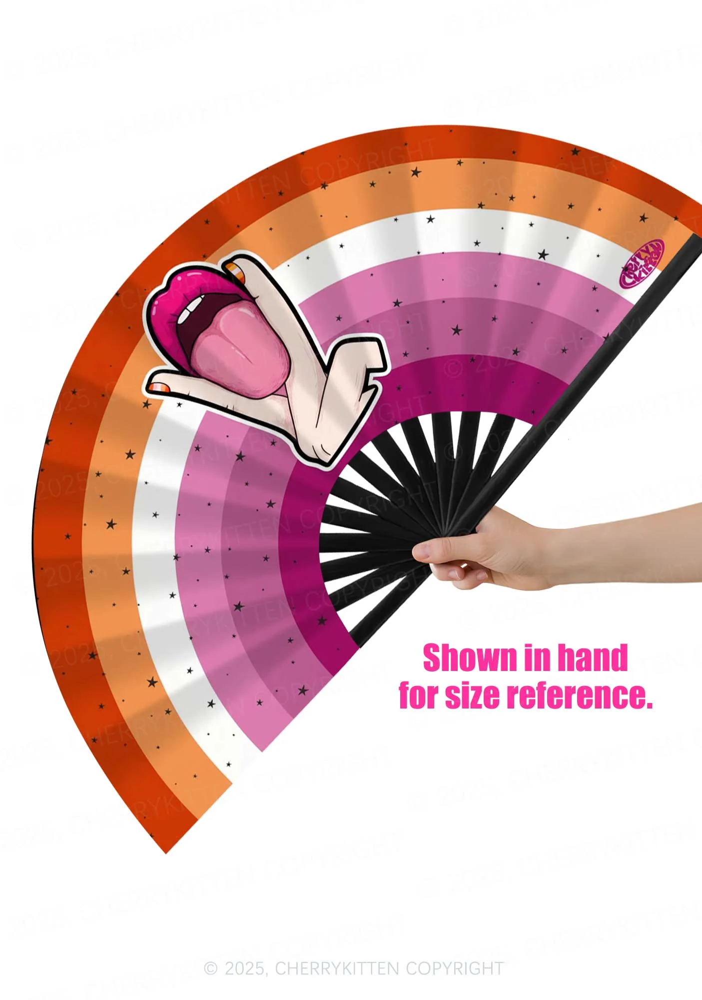 Lesbian Kissing Pride Y2K Rave Hand Fan Cherrykitten - Image 2