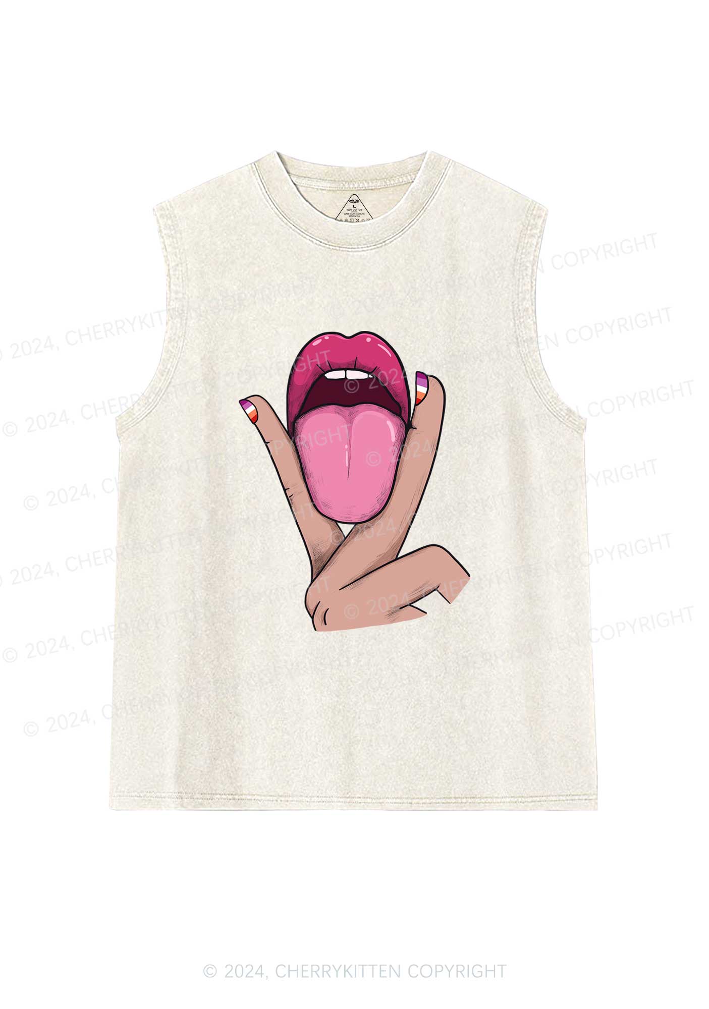 Lesbian Kissing Y2K Washed Tank Cherrykitten - Image 4