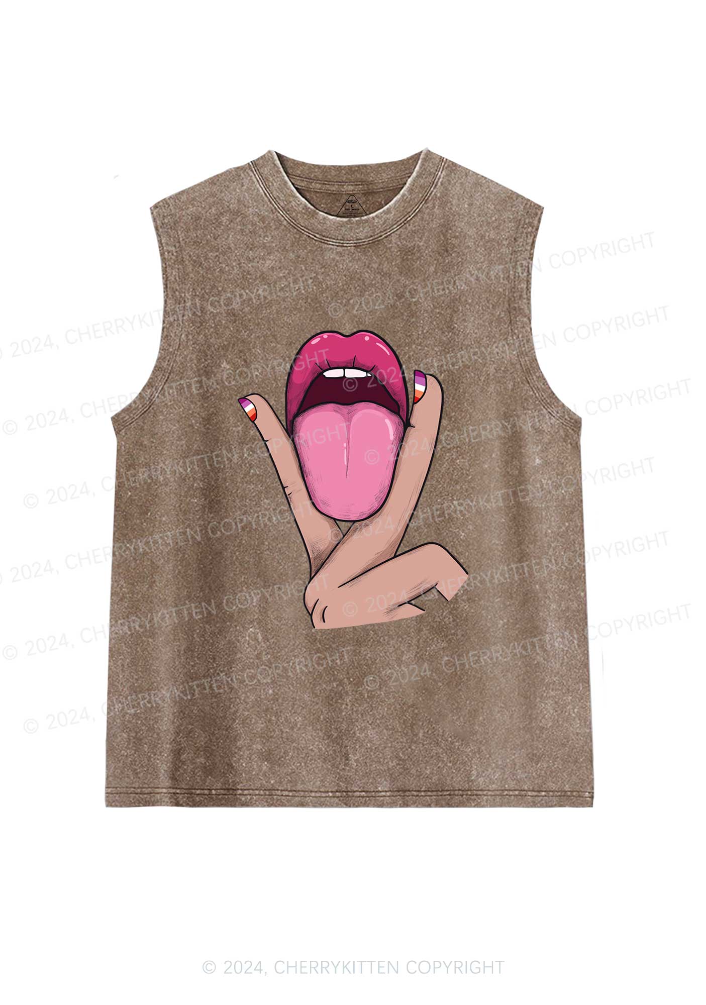 Lesbian Kissing Y2K Washed Tank Cherrykitten - Image 6