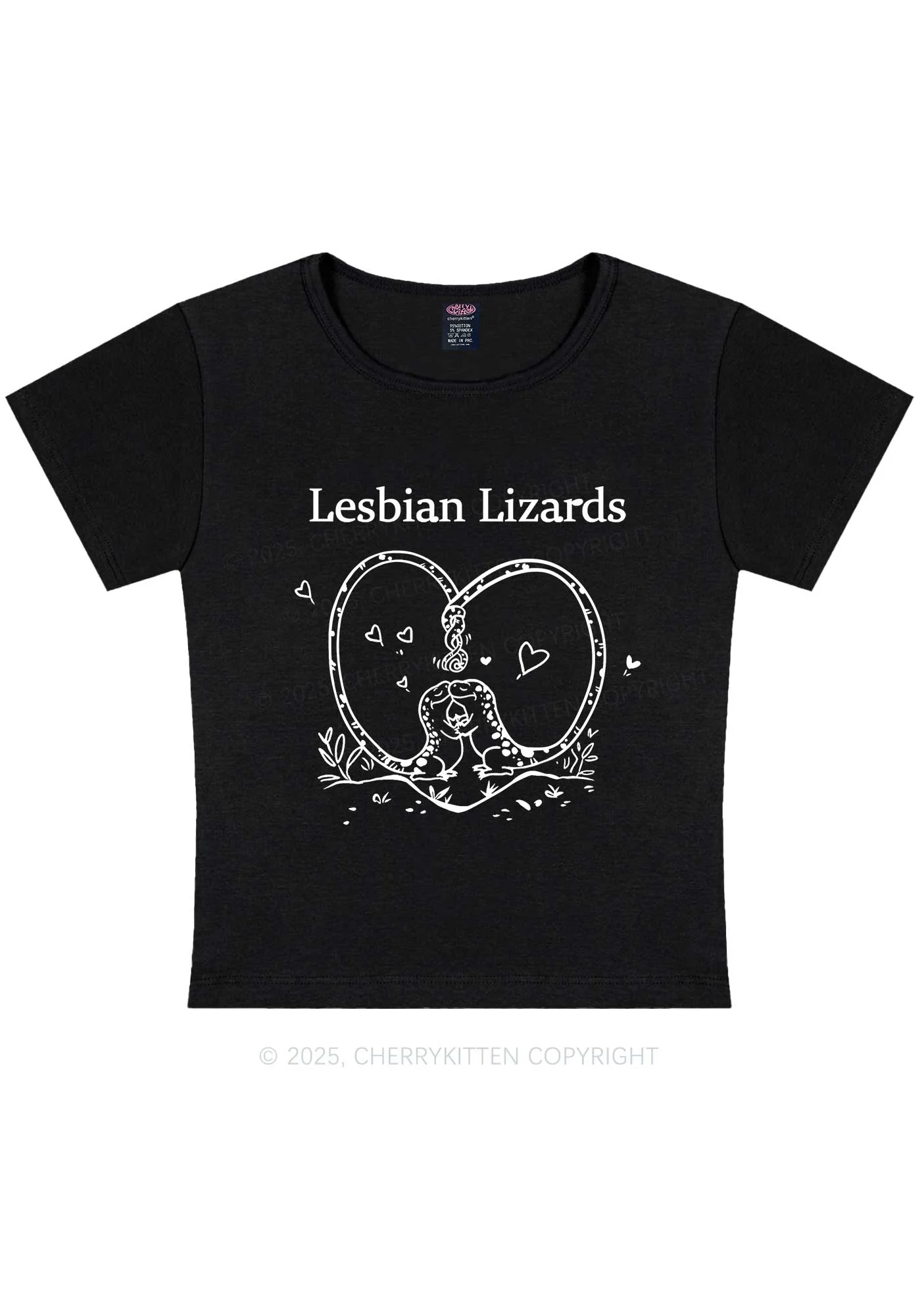 Lesbian Lizards Y2K Baby Tee Cherrykitten - Image 4