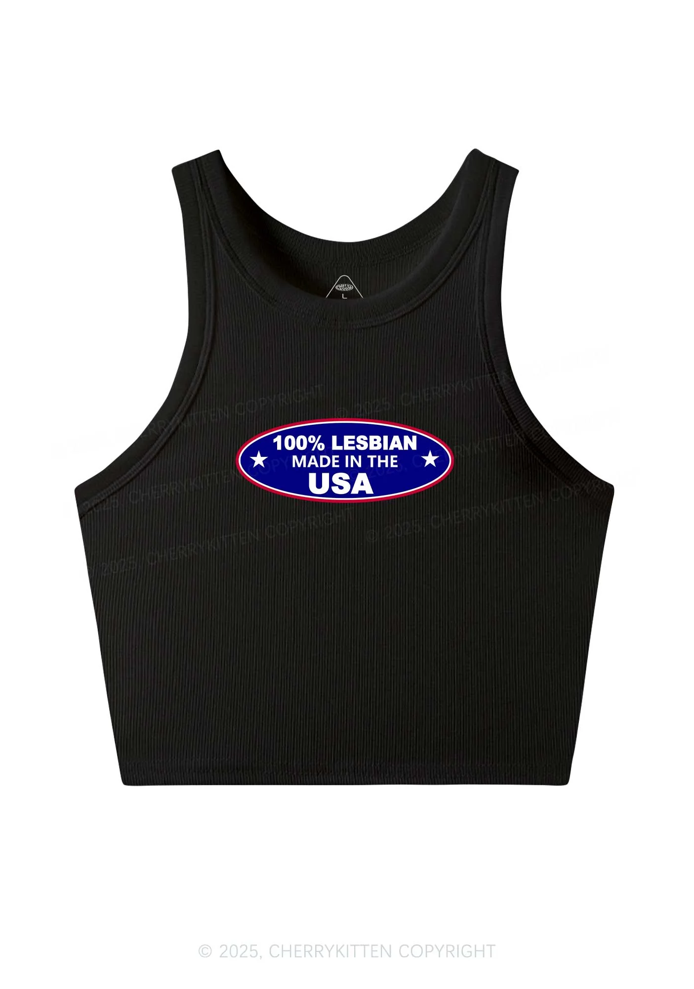 Lesbian Made In USA Y2K Crop Tank Top Cherrykitten - Image 3