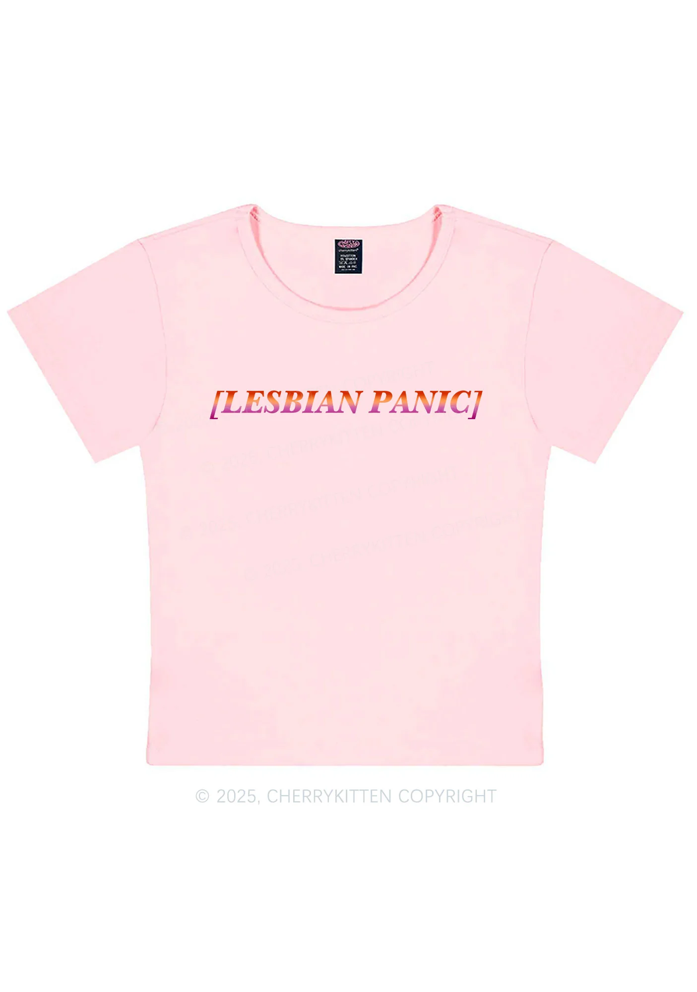 Lesbian Panic Pride Y2K Baby Tee Cherrykitten - Image 11