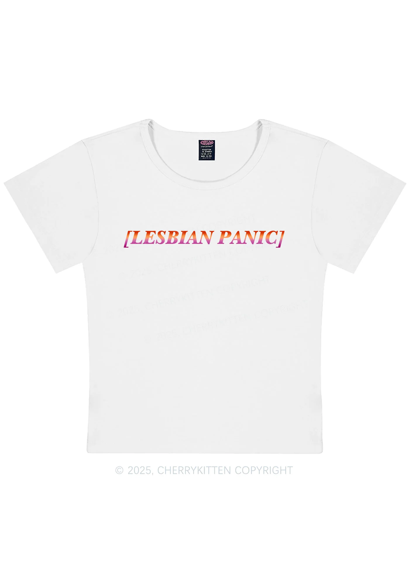 Lesbian Panic Pride Y2K Baby Tee Cherrykitten - Image 4