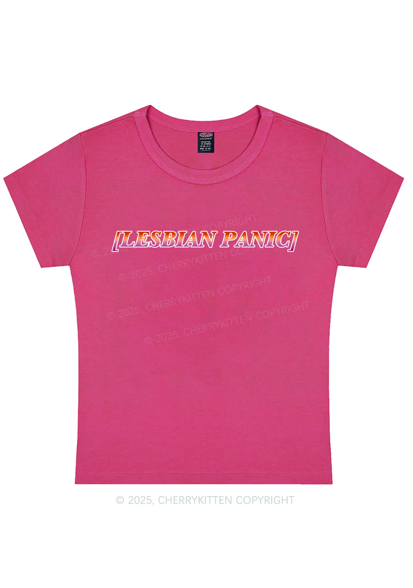 Lesbian Panic Pride Y2K Baby Tee Cherrykitten - Image 6