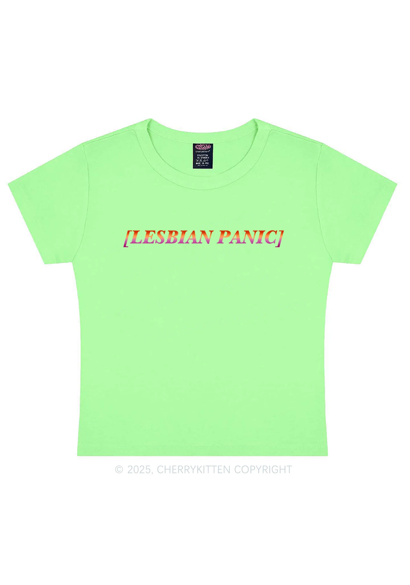 Lesbian Panic Pride Y2K Baby Tee Cherrykitten - Image 8